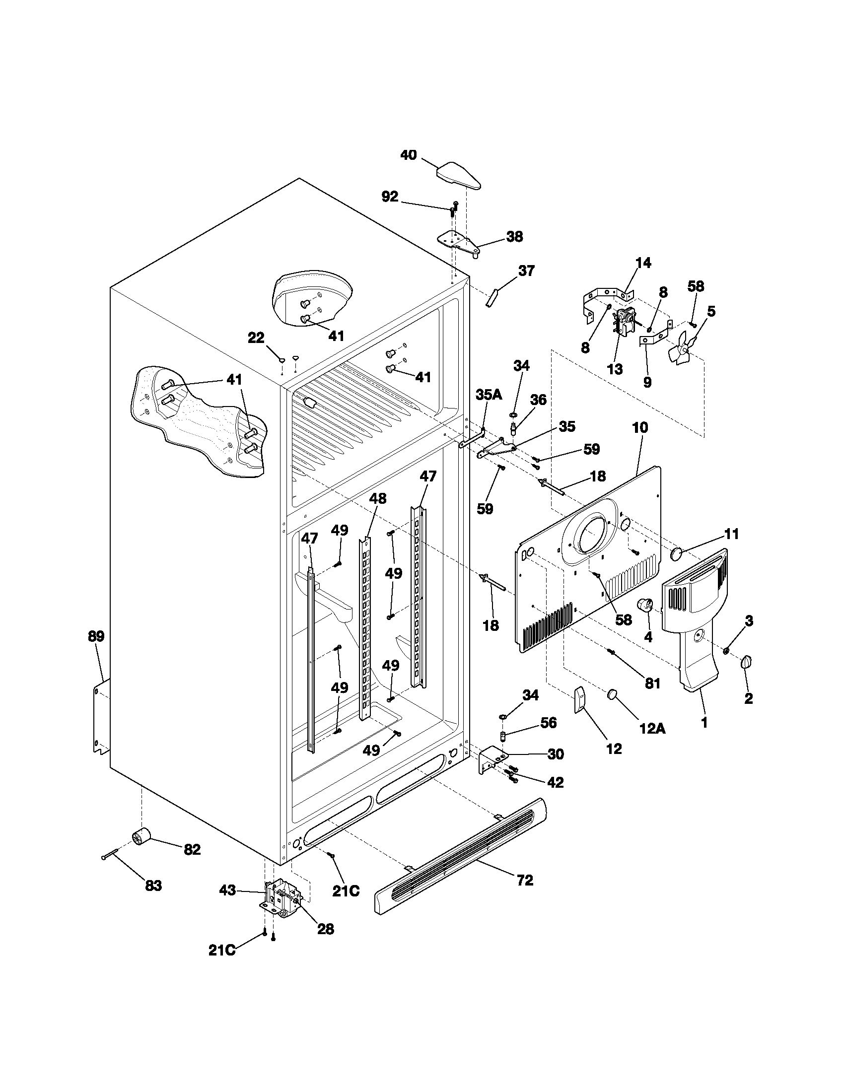 Kenmore 25363092301 cabinet diagram