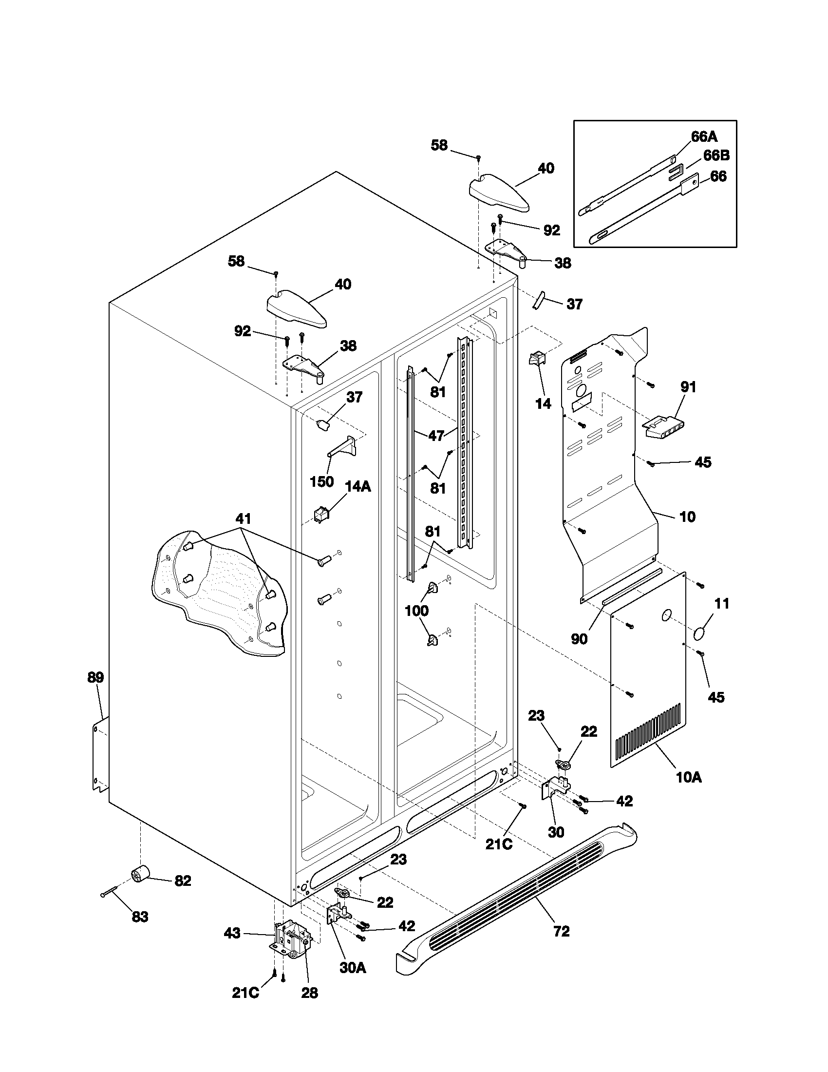 Frigidaire GLHS269ZCW2 cabinet diagram