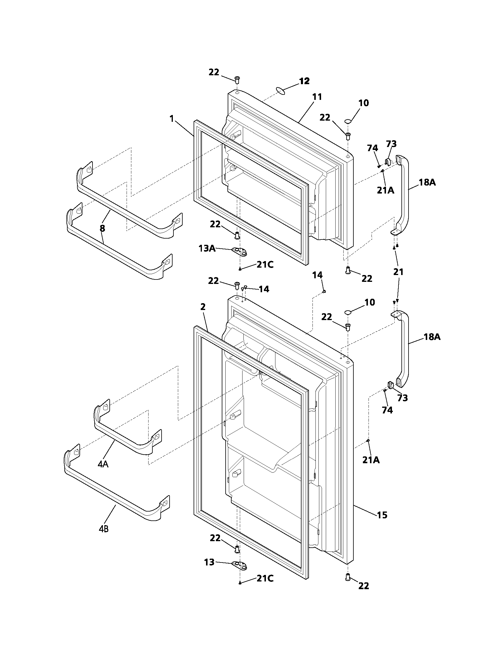 Frigidaire FRT15B1BW1 door diagram