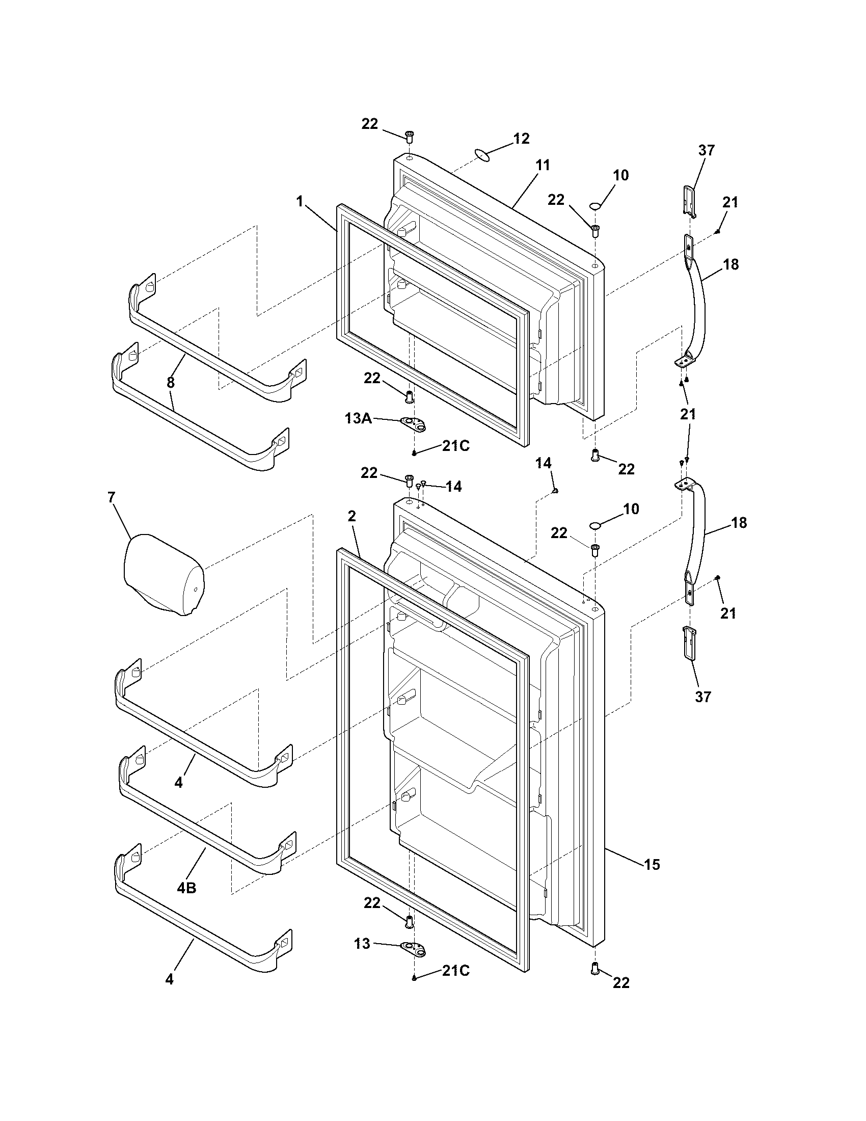 Frigidaire FRT18G4AQB door diagram