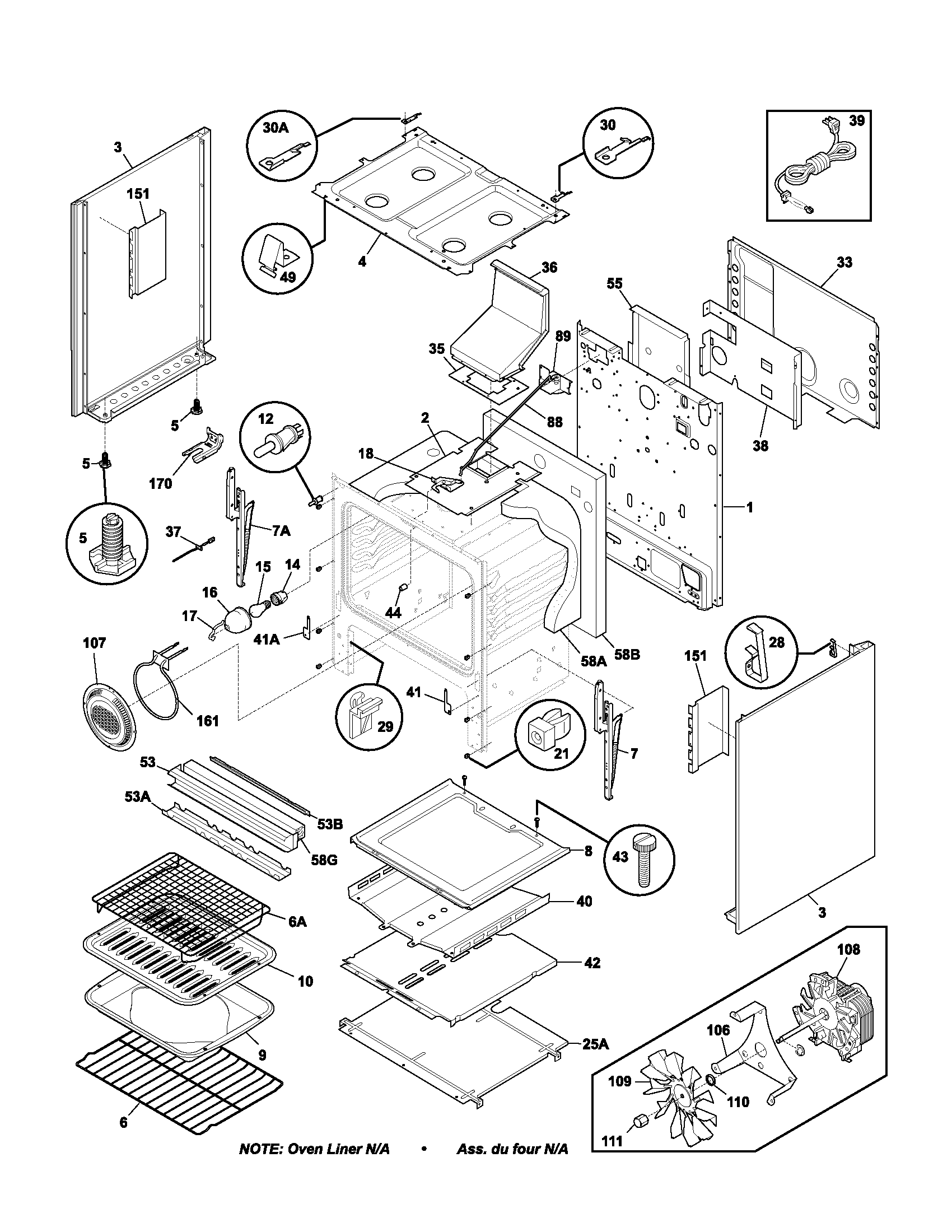 Frigidaire GLGF388CQB body diagram