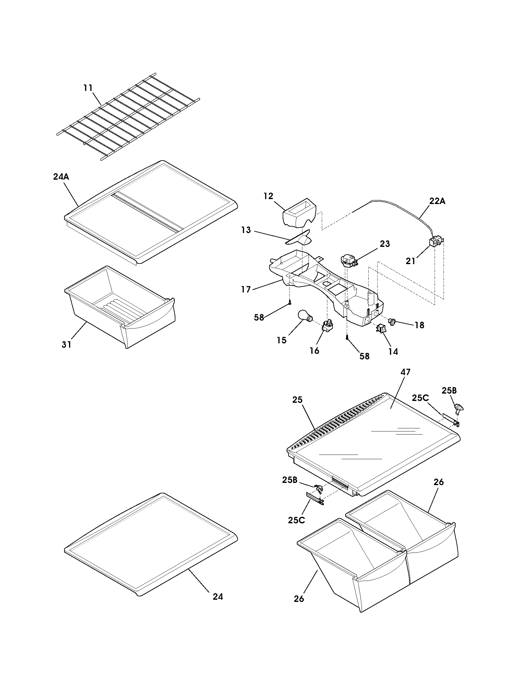 Gibson GRT18S6AW9 shelves diagram