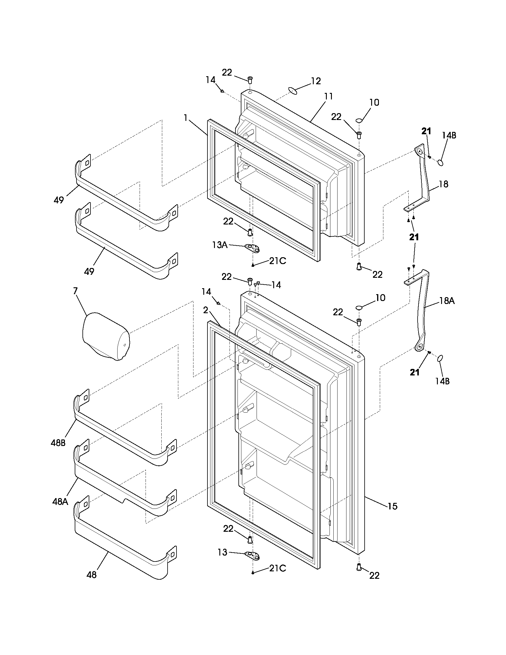 Frigidaire GLRT214TCW2 door diagram