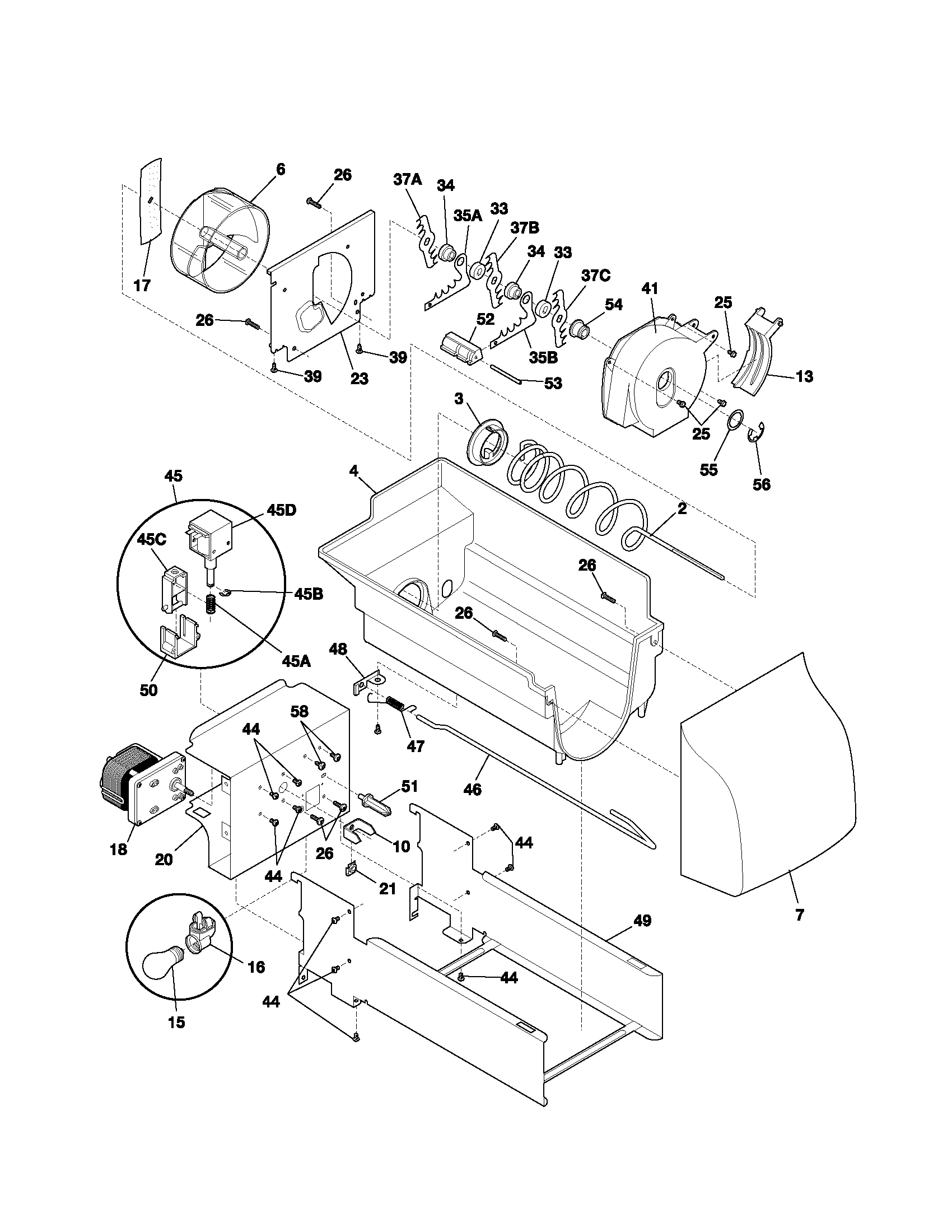 Frigidaire FRS26H7CSB3 ice container diagram