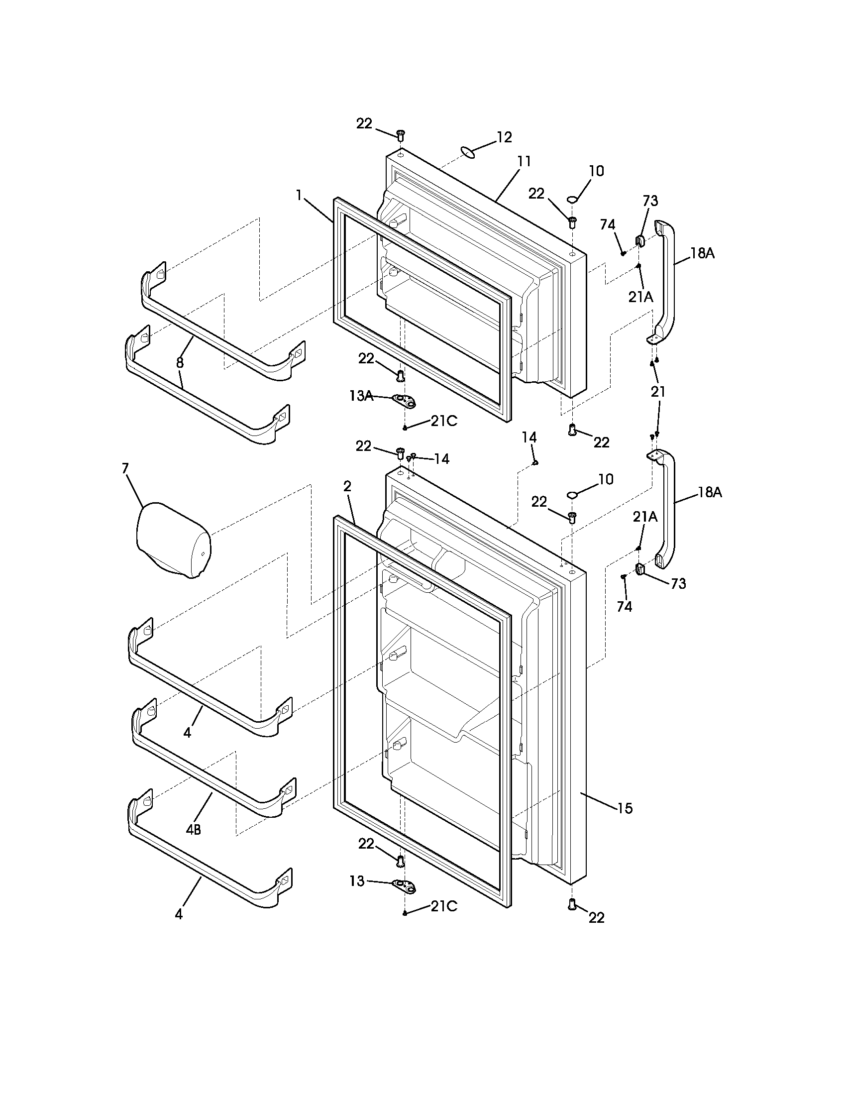 White-Westinghouse WRT18MP5AQB door diagram