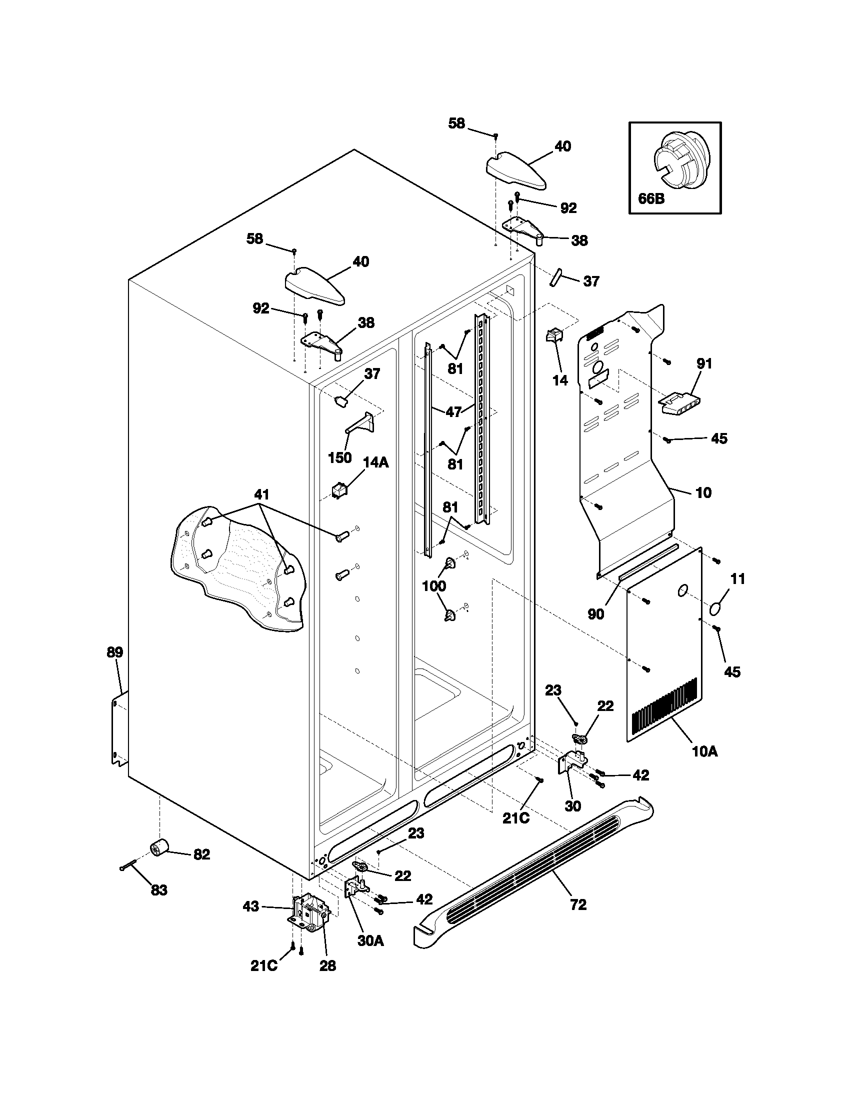 Frigidaire FRS23KF5CS0 cabinet diagram