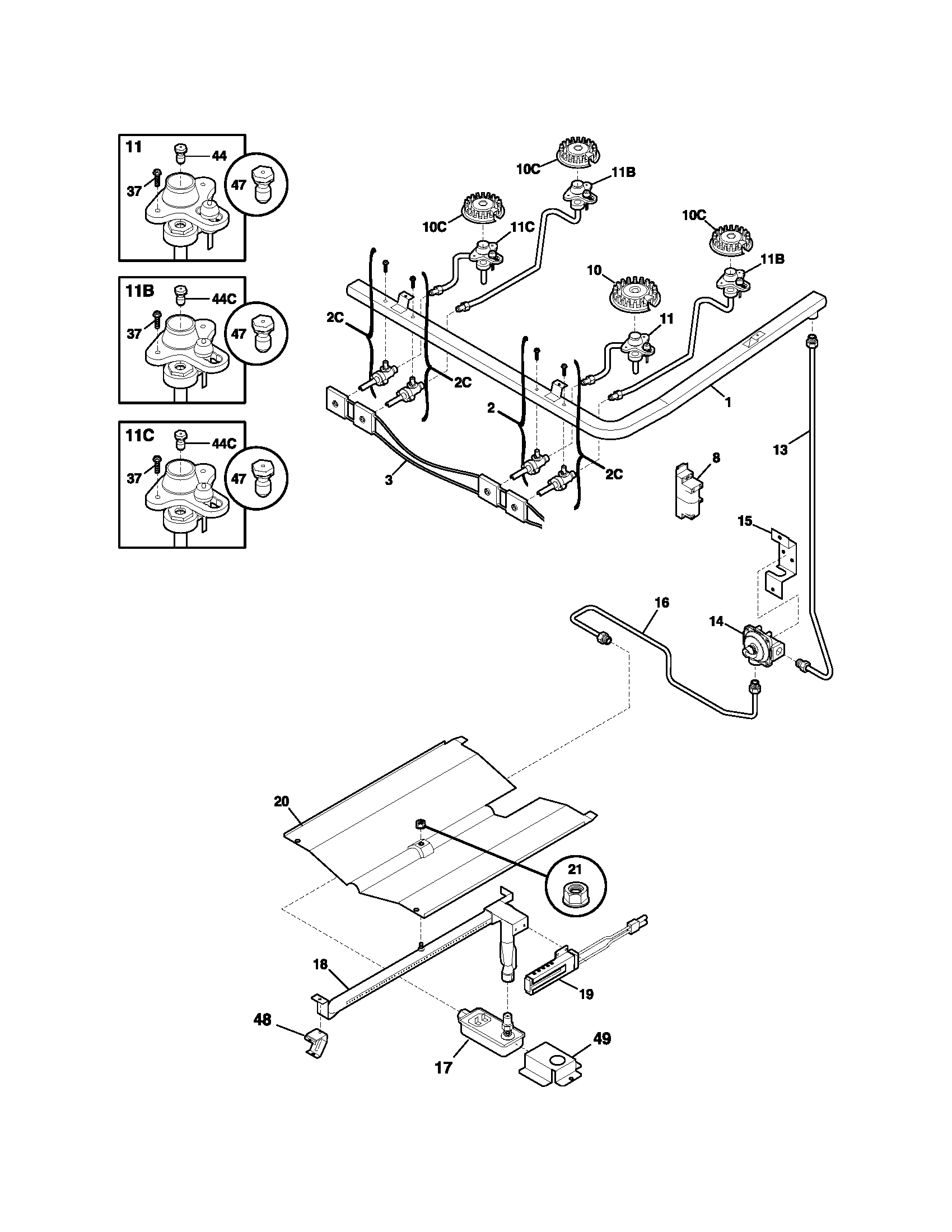 Tappan TGFS26CBB burner diagram