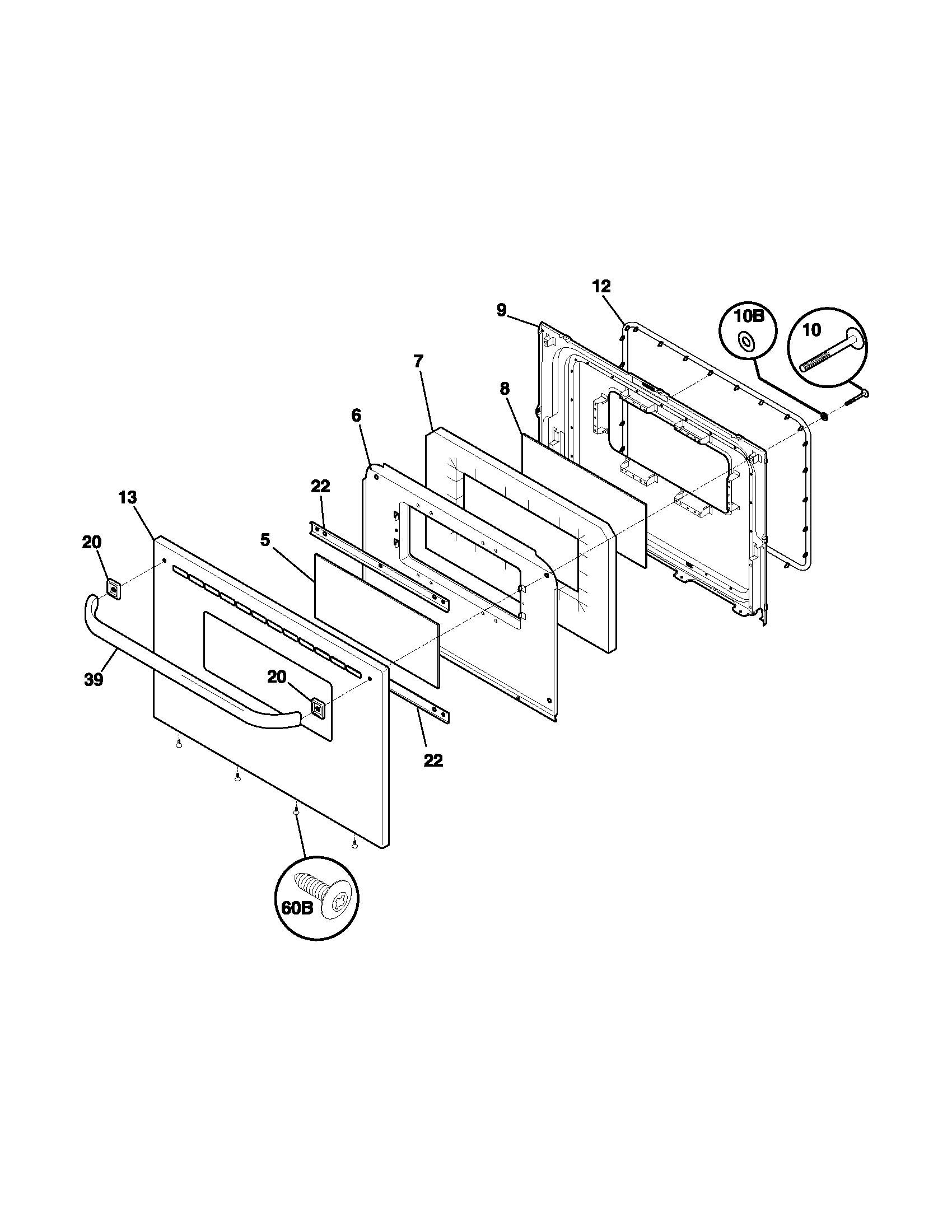 Tappan TGFS26CBB door diagram