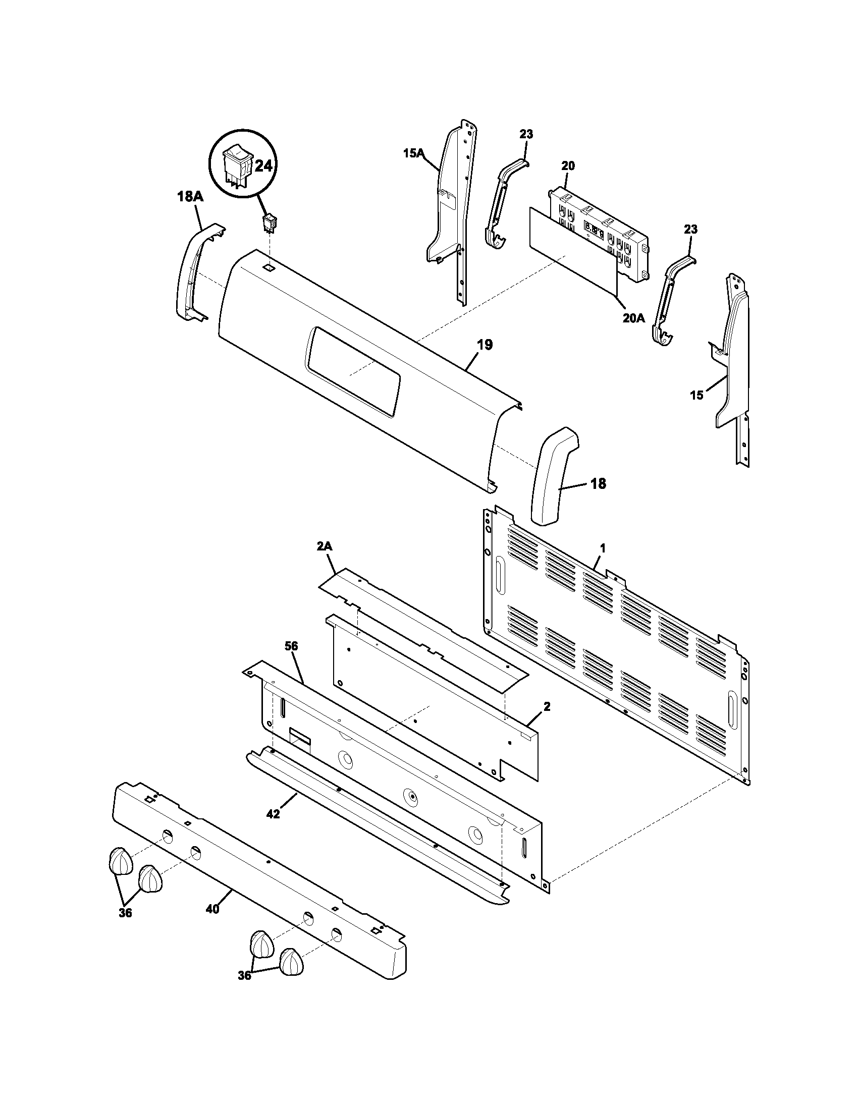 Frigidaire FGF356MXAWB backguard diagram