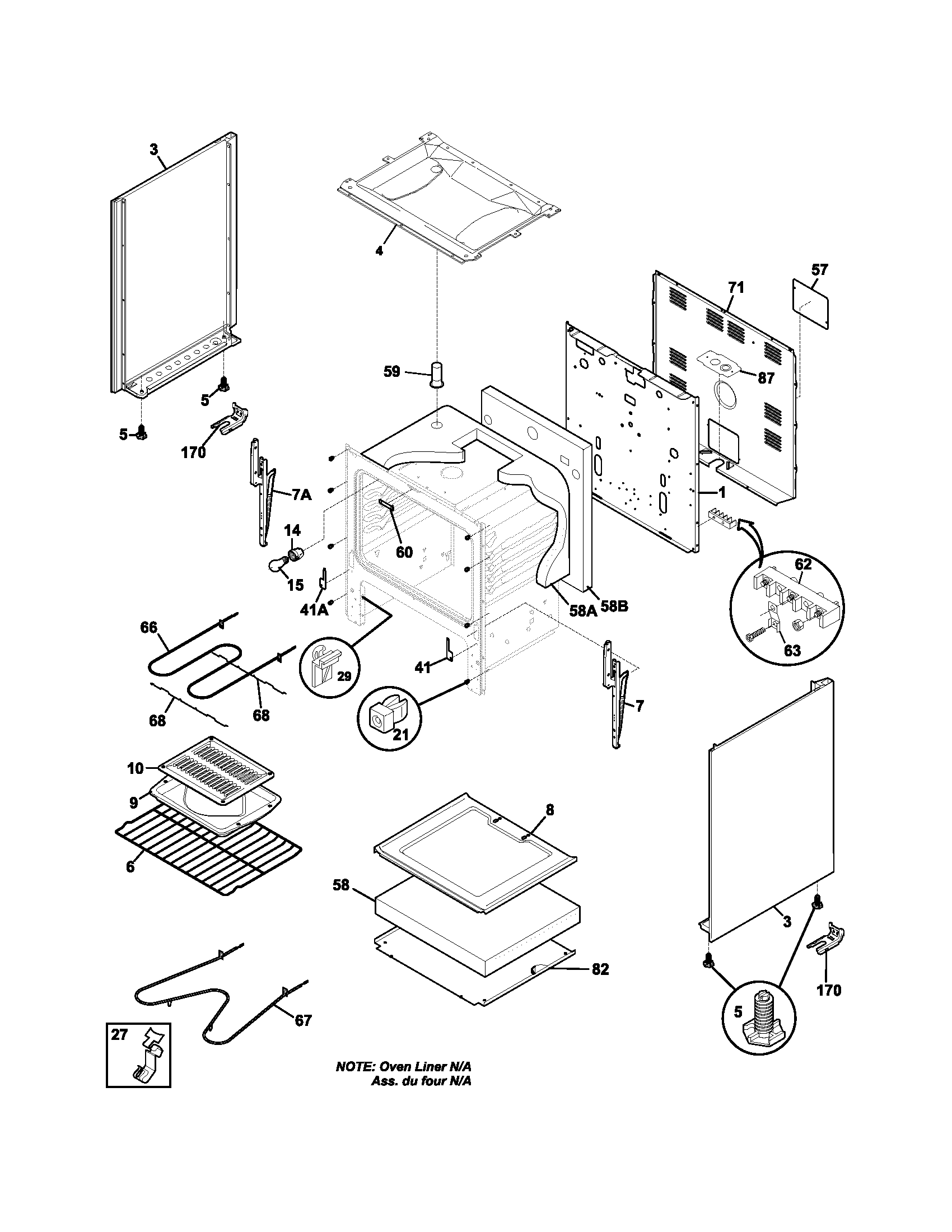 Tappan TEF317BWB body diagram