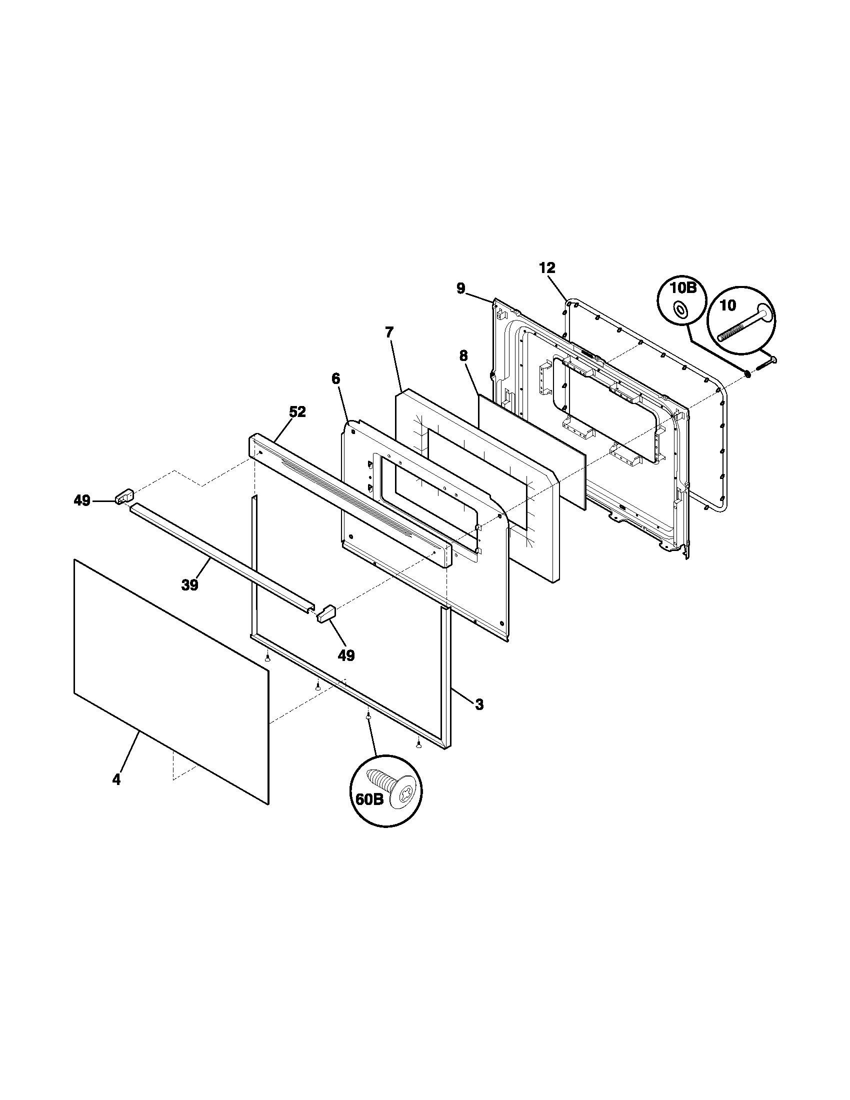 Tappan TEF317BWB door diagram