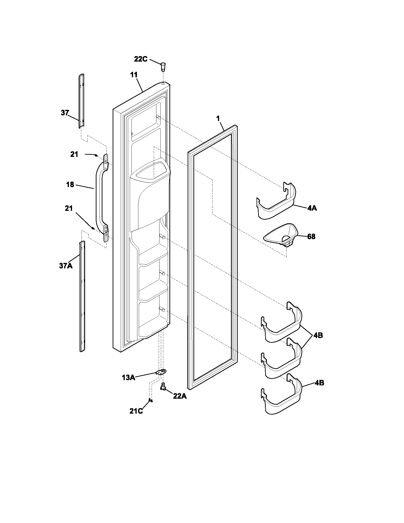 Gibson GRS23R4CQ3 freezer door diagram