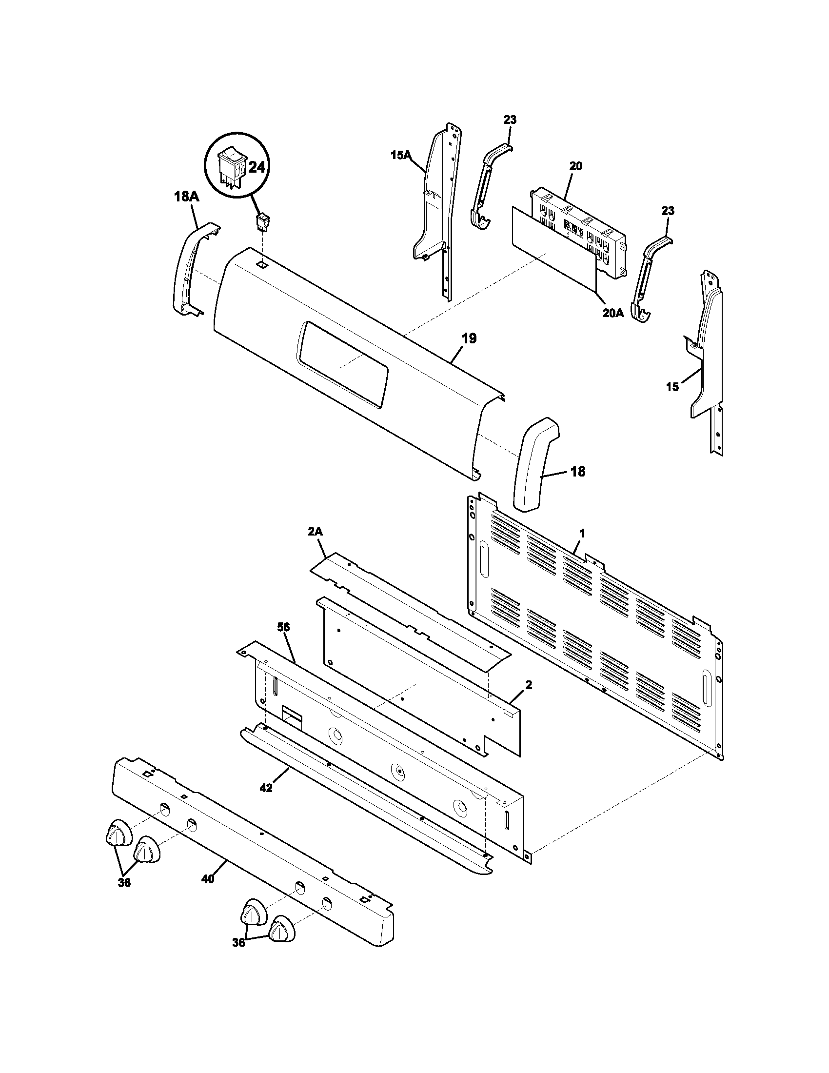 Tappan TGF364ASF backguard diagram