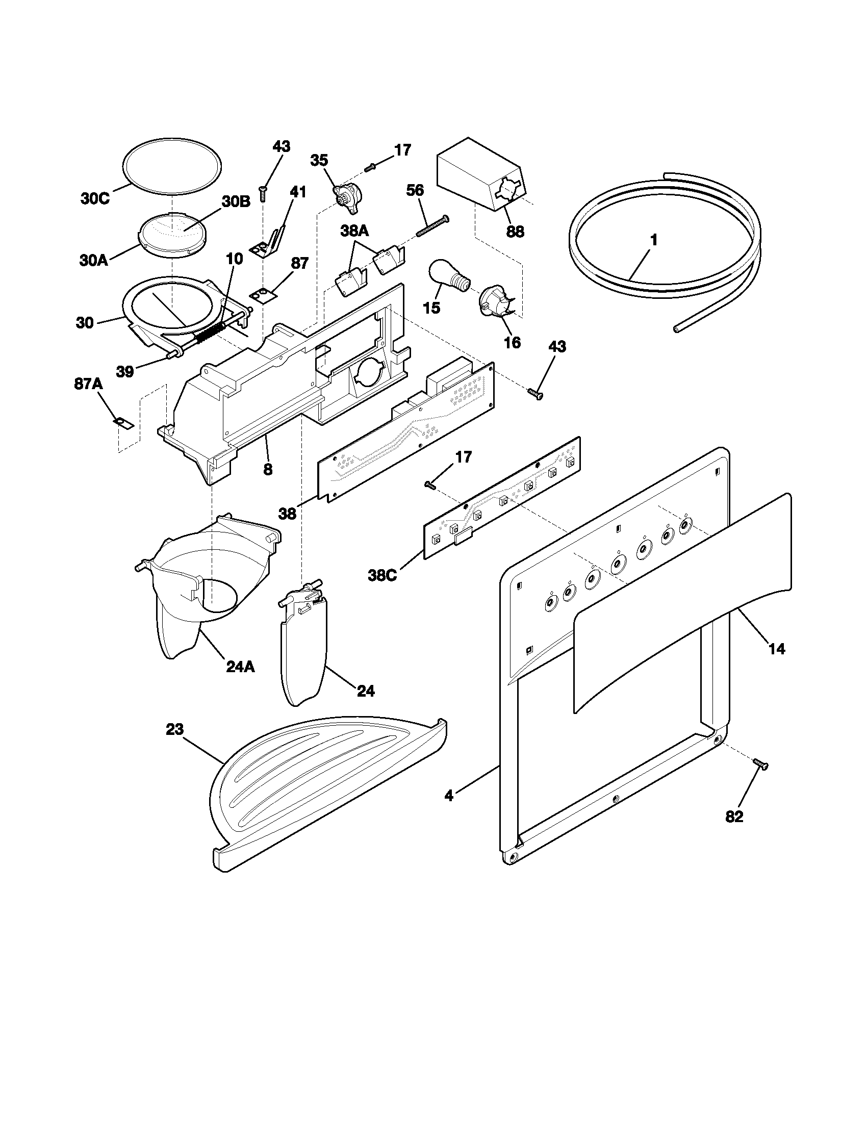 Kenmore 25352349303 ice & water dispenser diagram