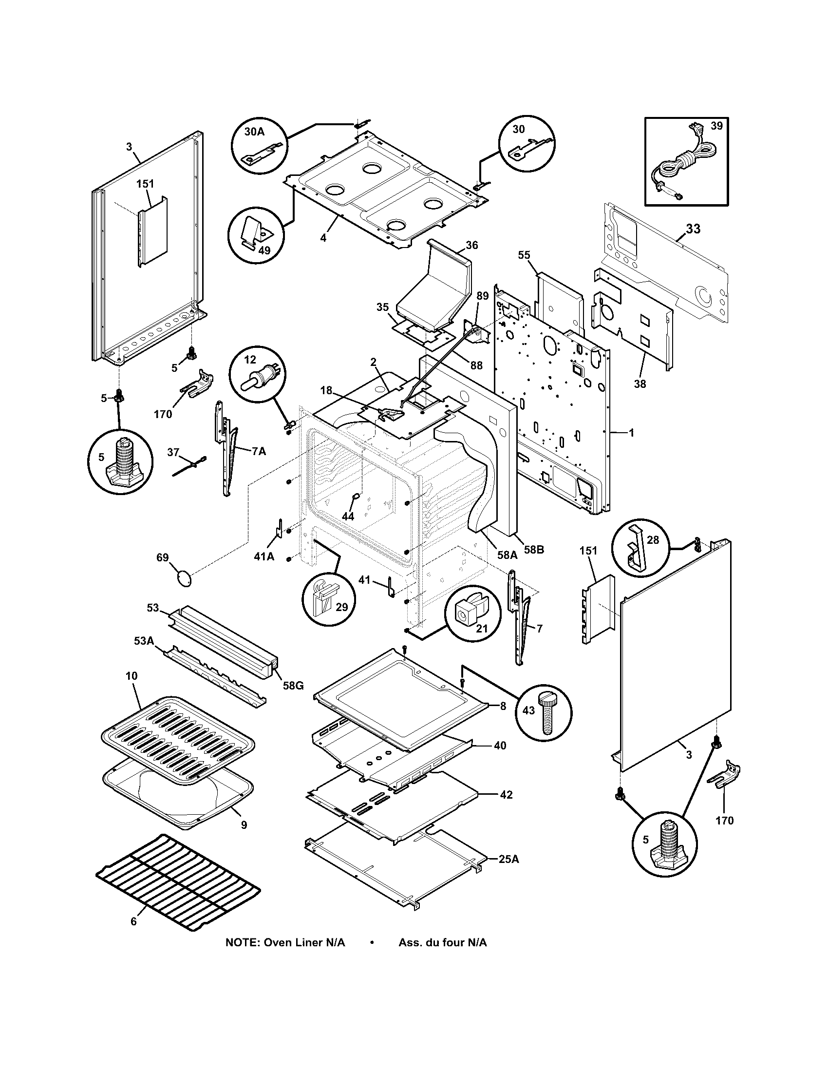 Frigidaire FGF350MXASB body diagram