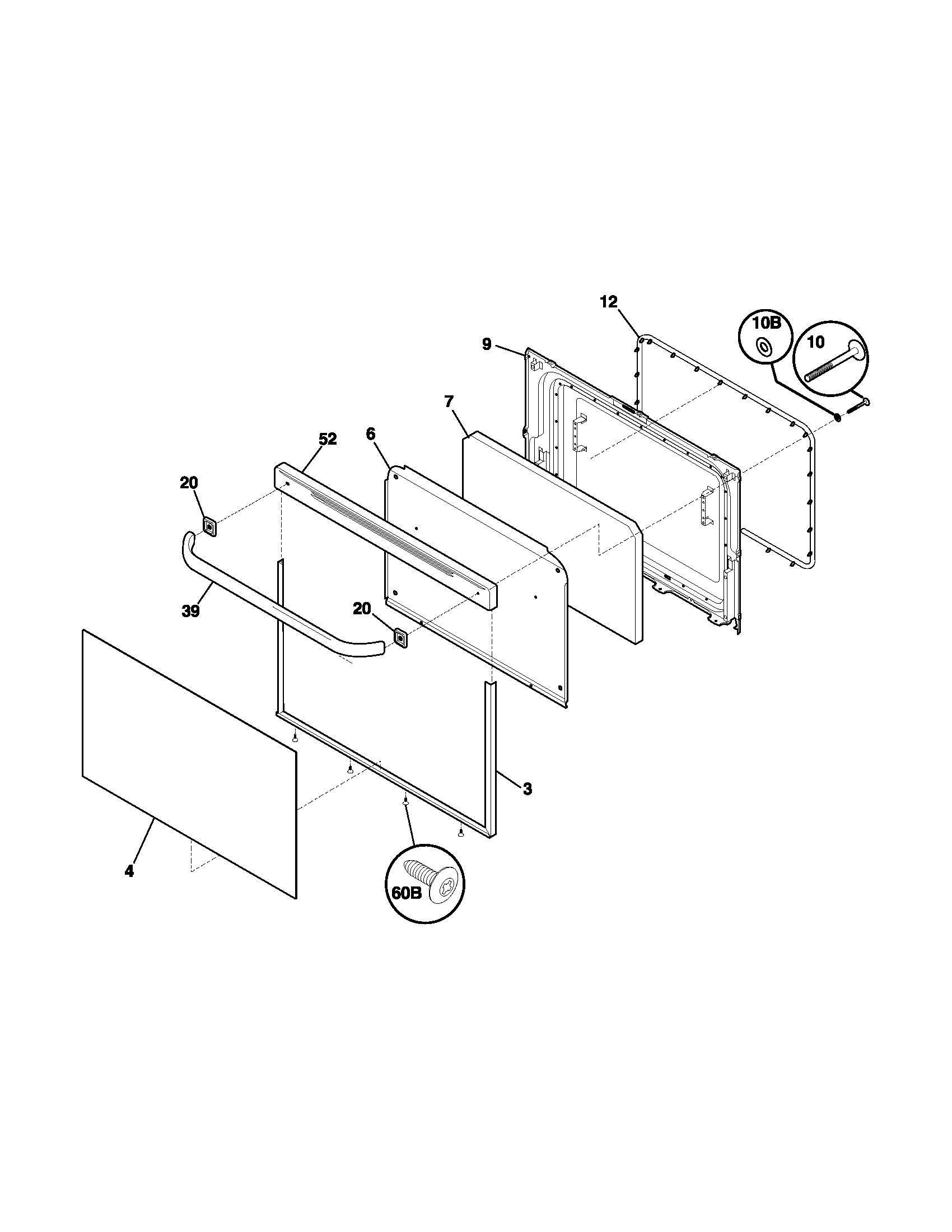 Frigidaire FGF350MXASB door diagram