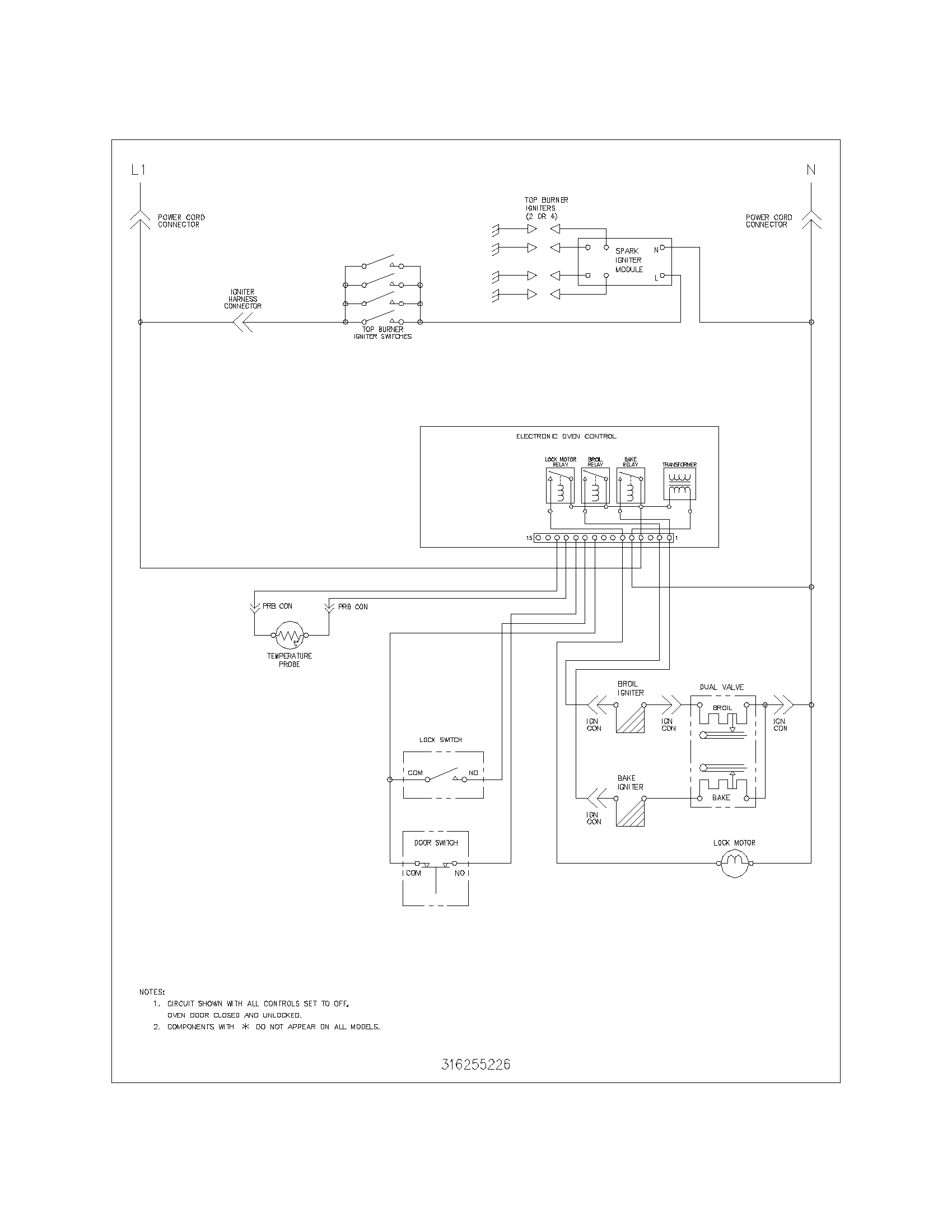 Frigidaire FGF350MXASB wiring schematic diagram