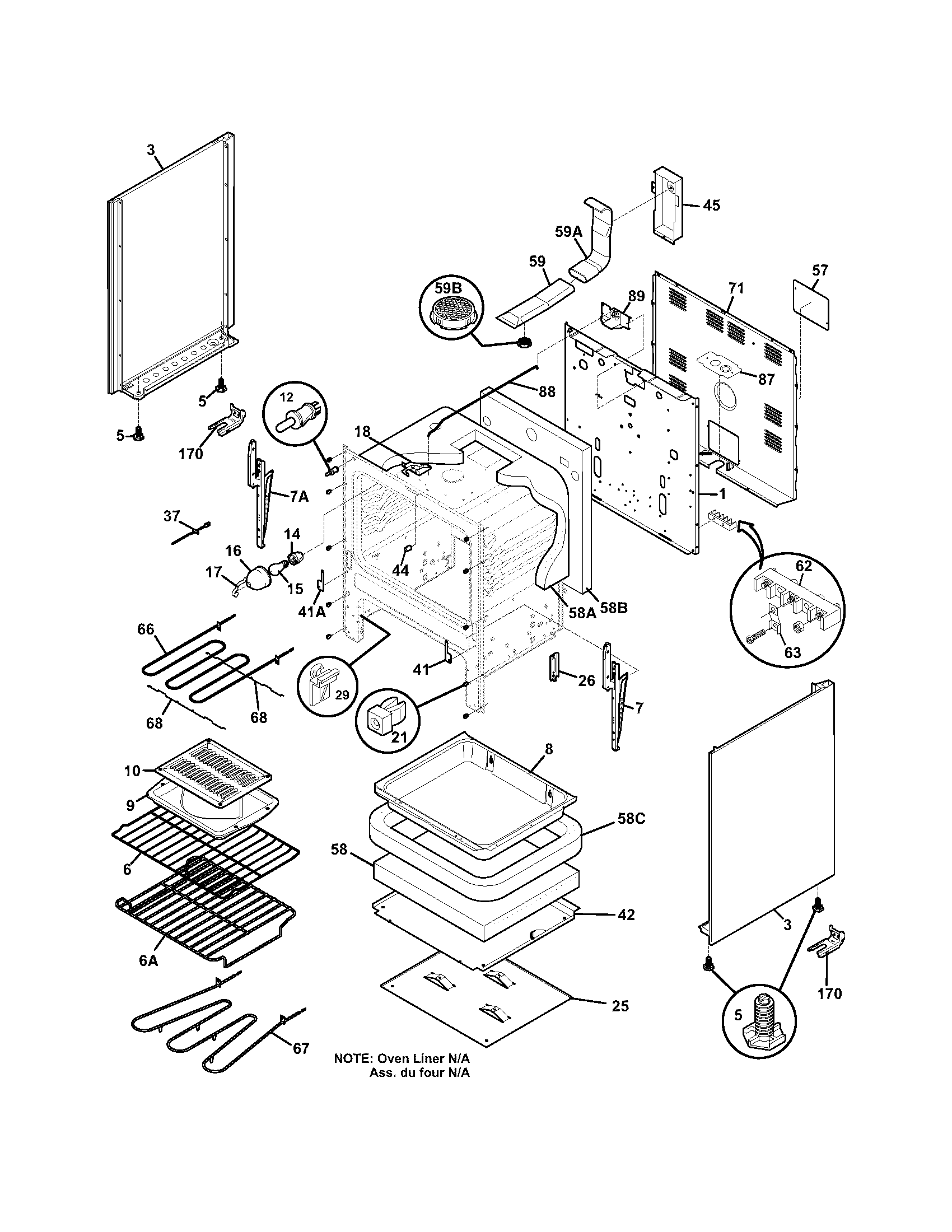 Frigidaire FEF366CSC body diagram