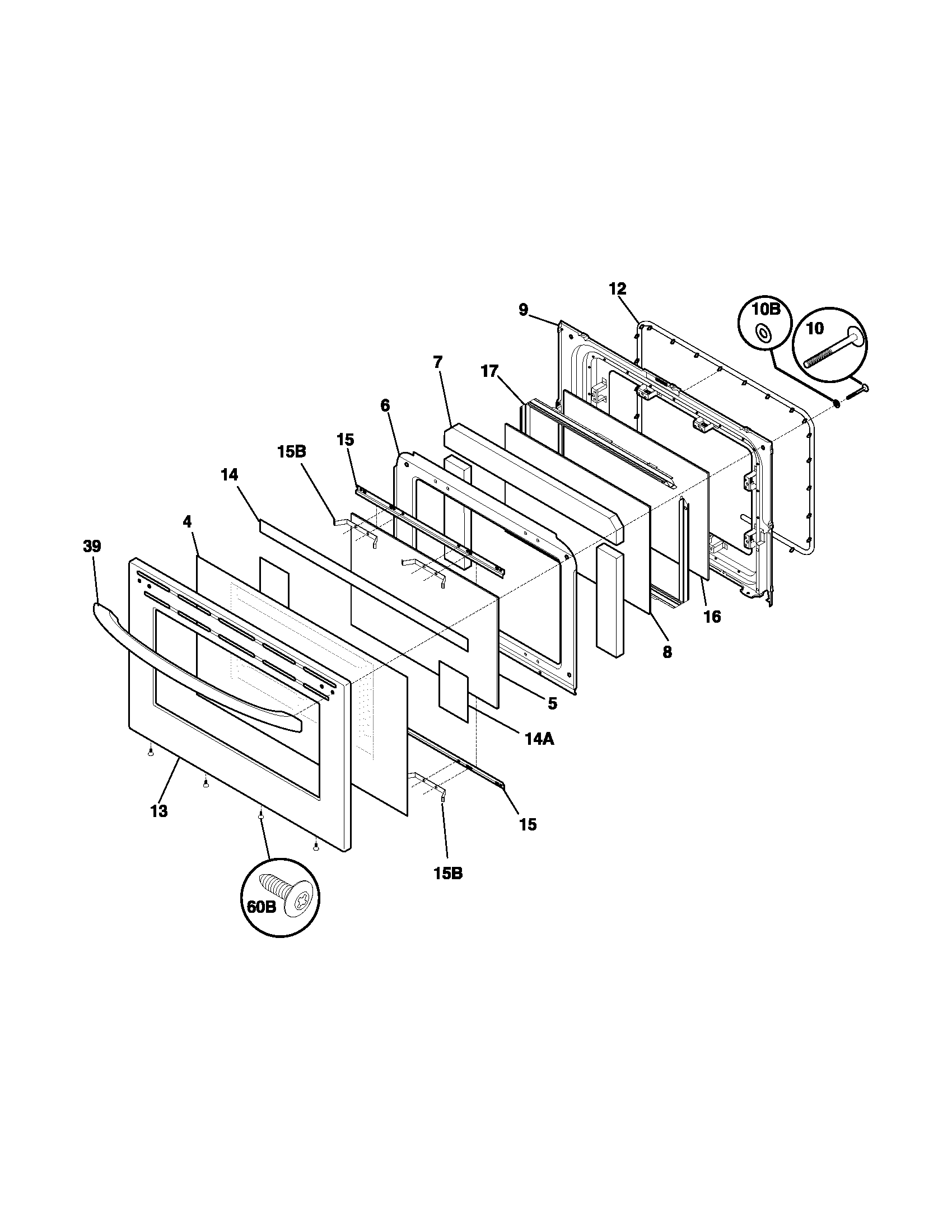 Frigidaire FEF366CCC door diagram