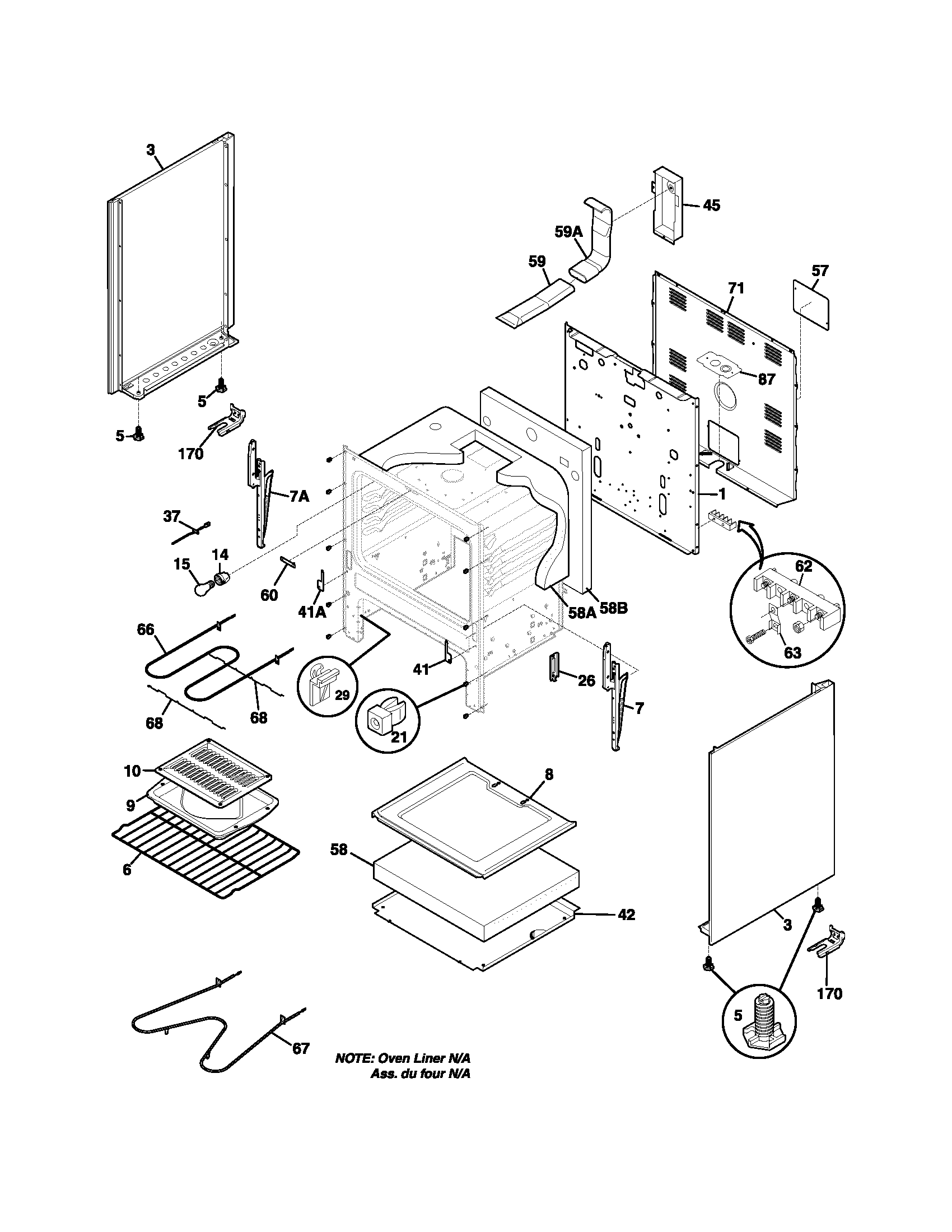 Frigidaire FEF336ASH body diagram