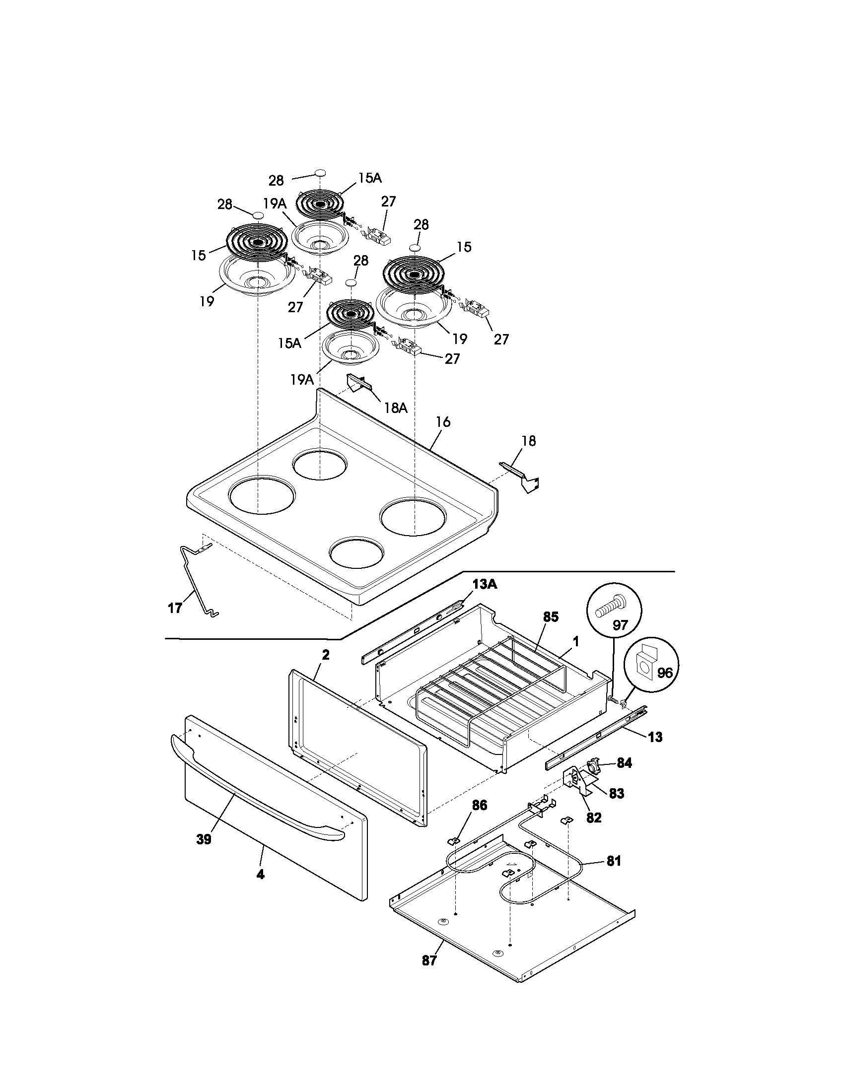 Kenmore 79092853302 top/drawer diagram