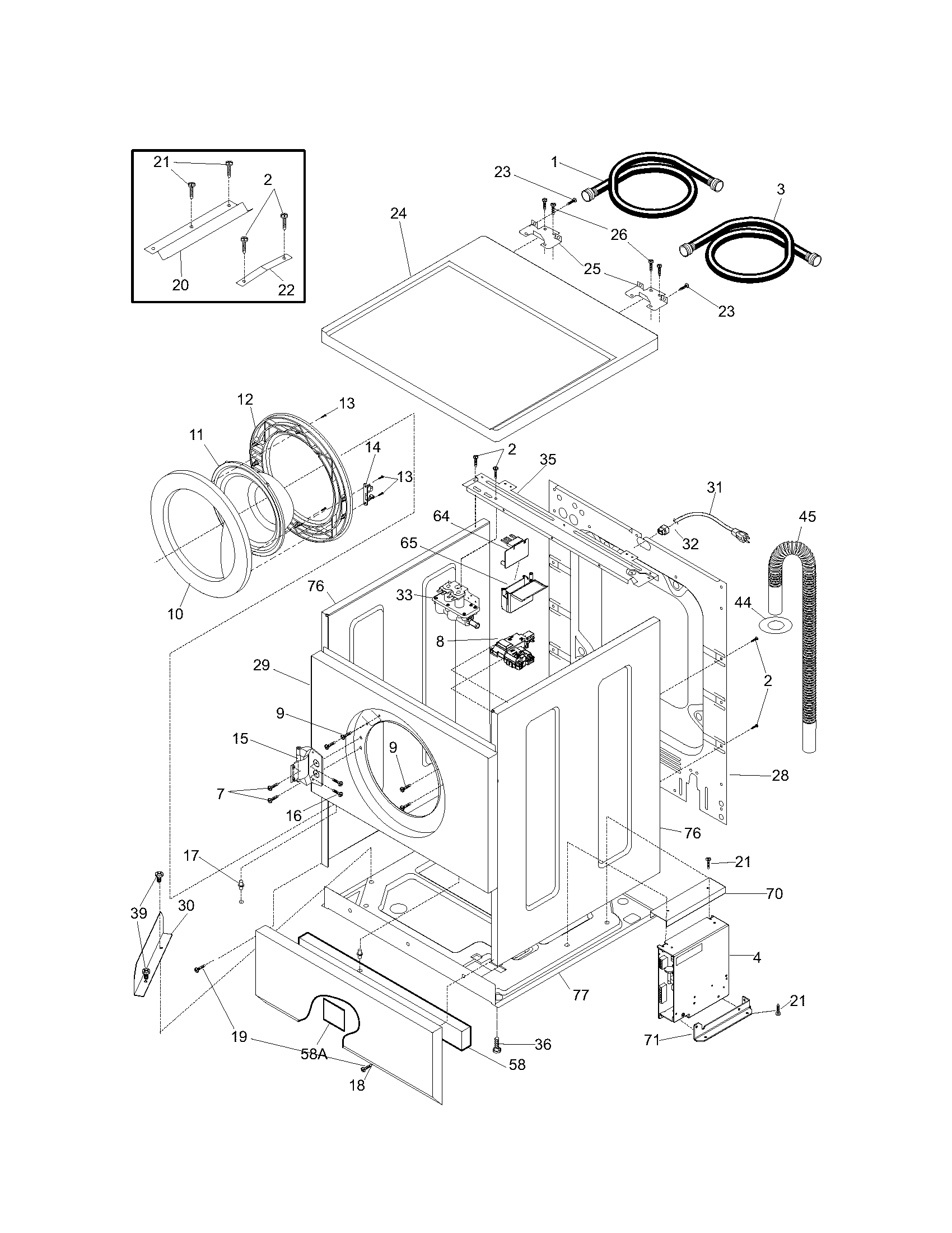 Kenmore 41744042400 cabinet/top diagram