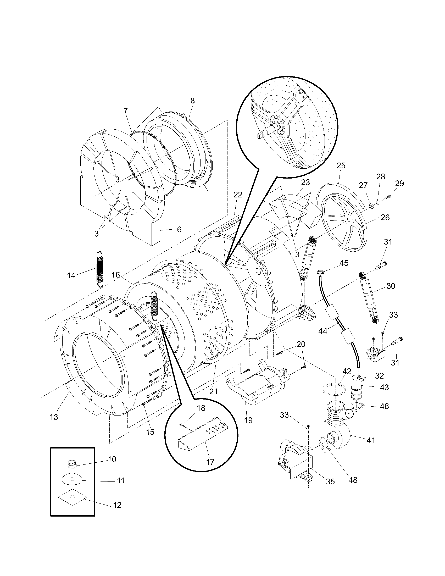 Kenmore 41744042400 motor/tub diagram