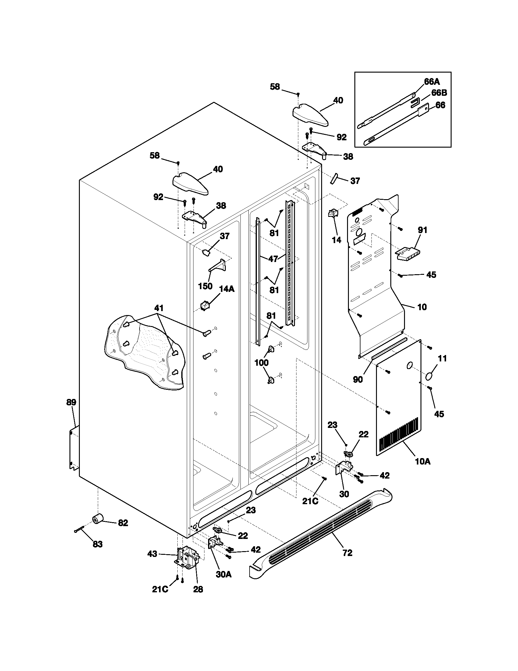 Frigidaire FRS26KF6CB3 cabinet diagram