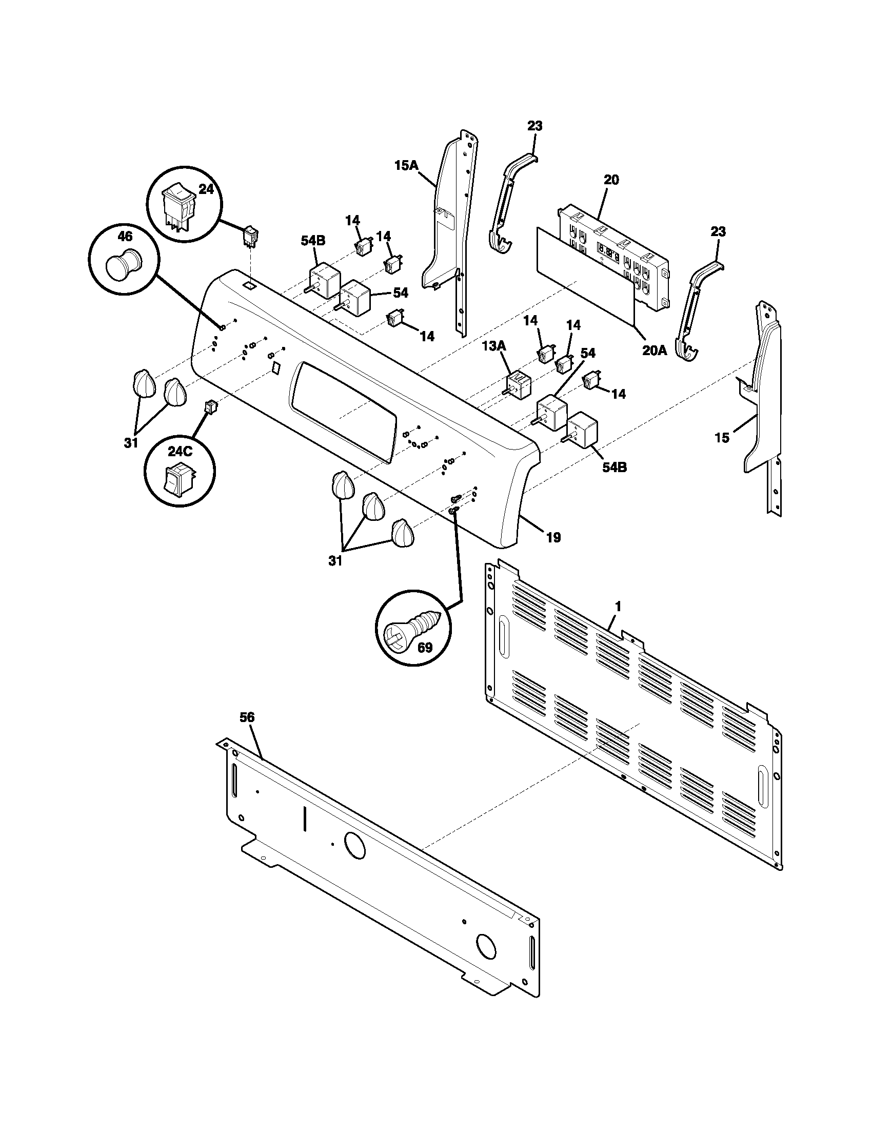 Frigidaire FEFL78CBA backguard diagram