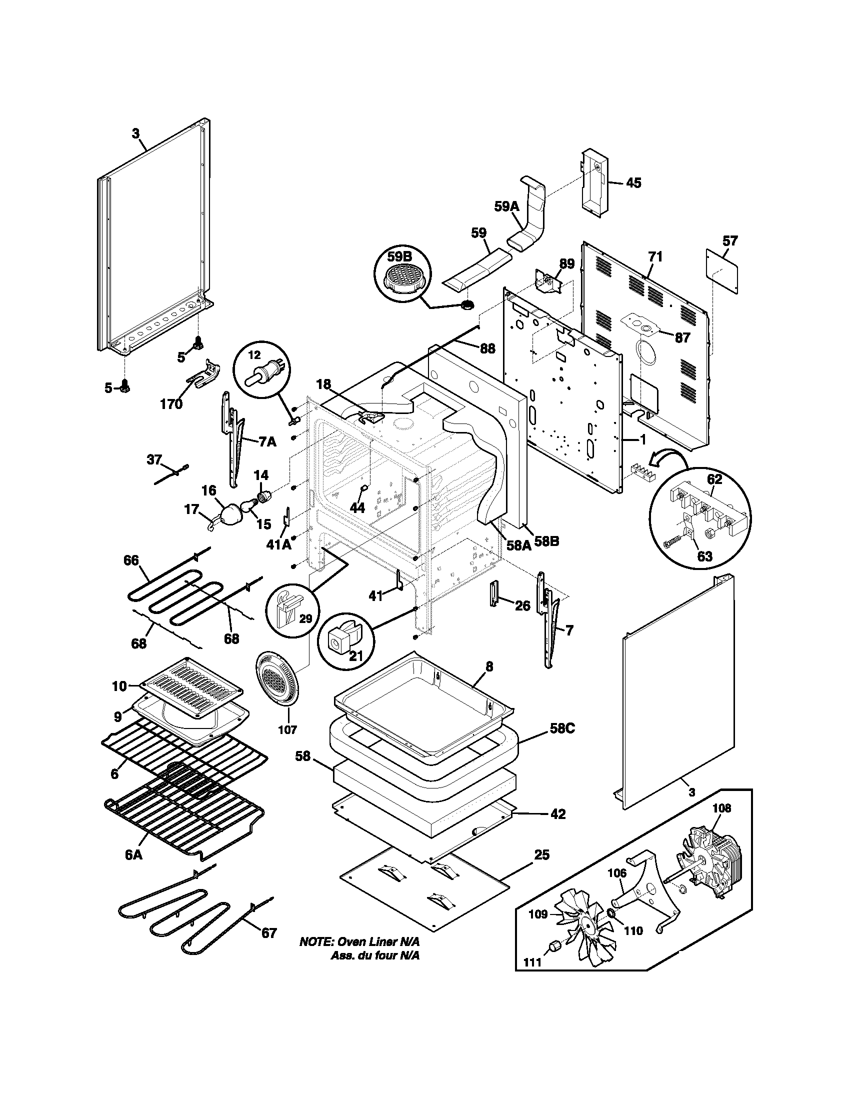 Frigidaire FEFL78CBA body diagram