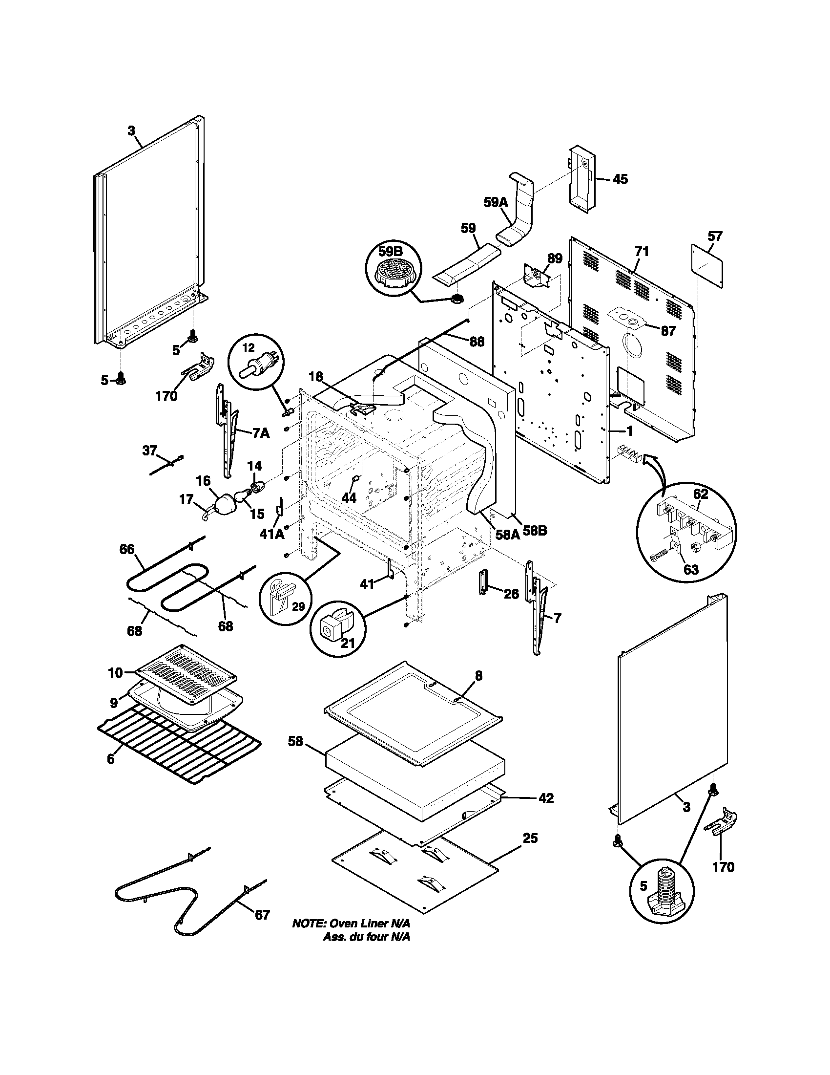 Frigidaire FEF365ASH body diagram