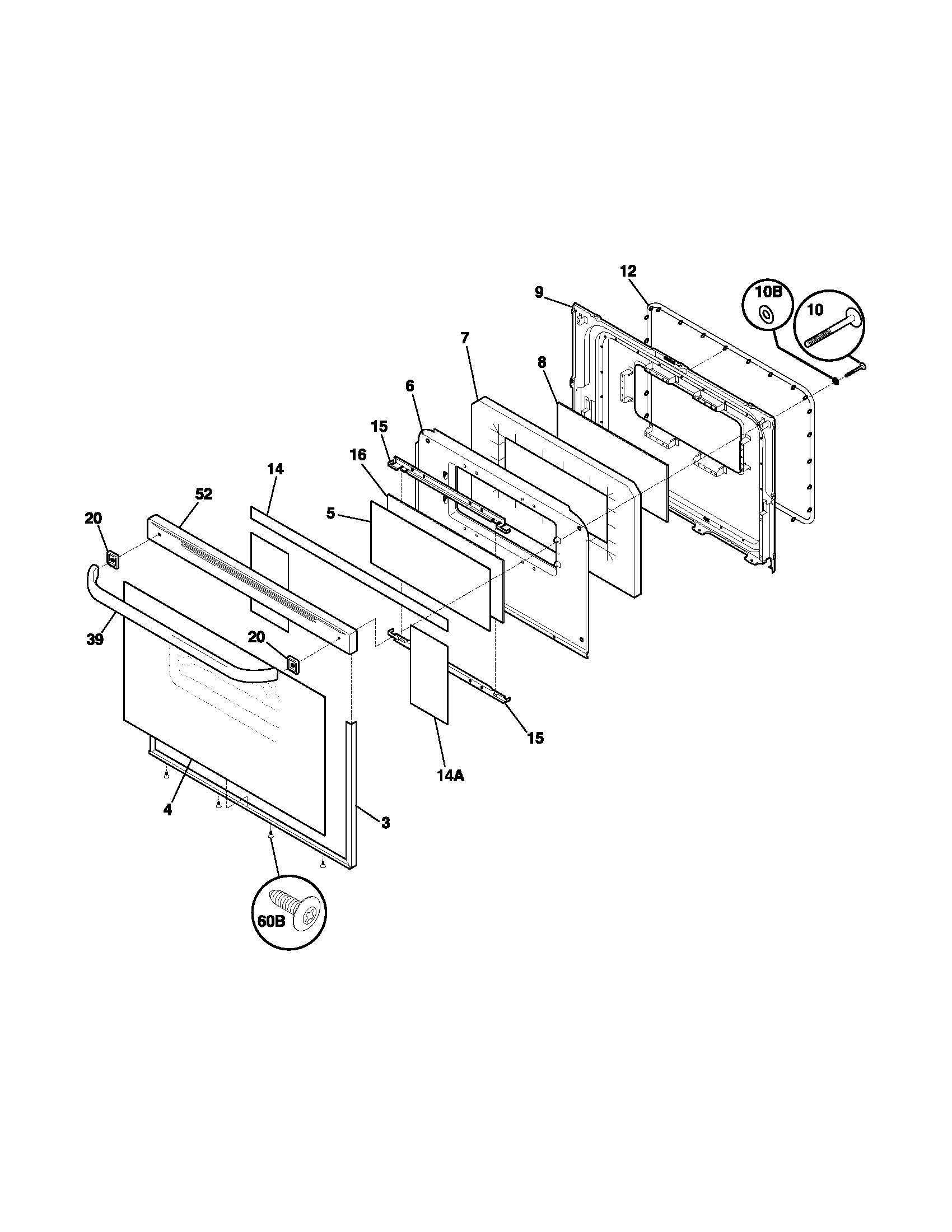 Frigidaire FEF365ASH door diagram
