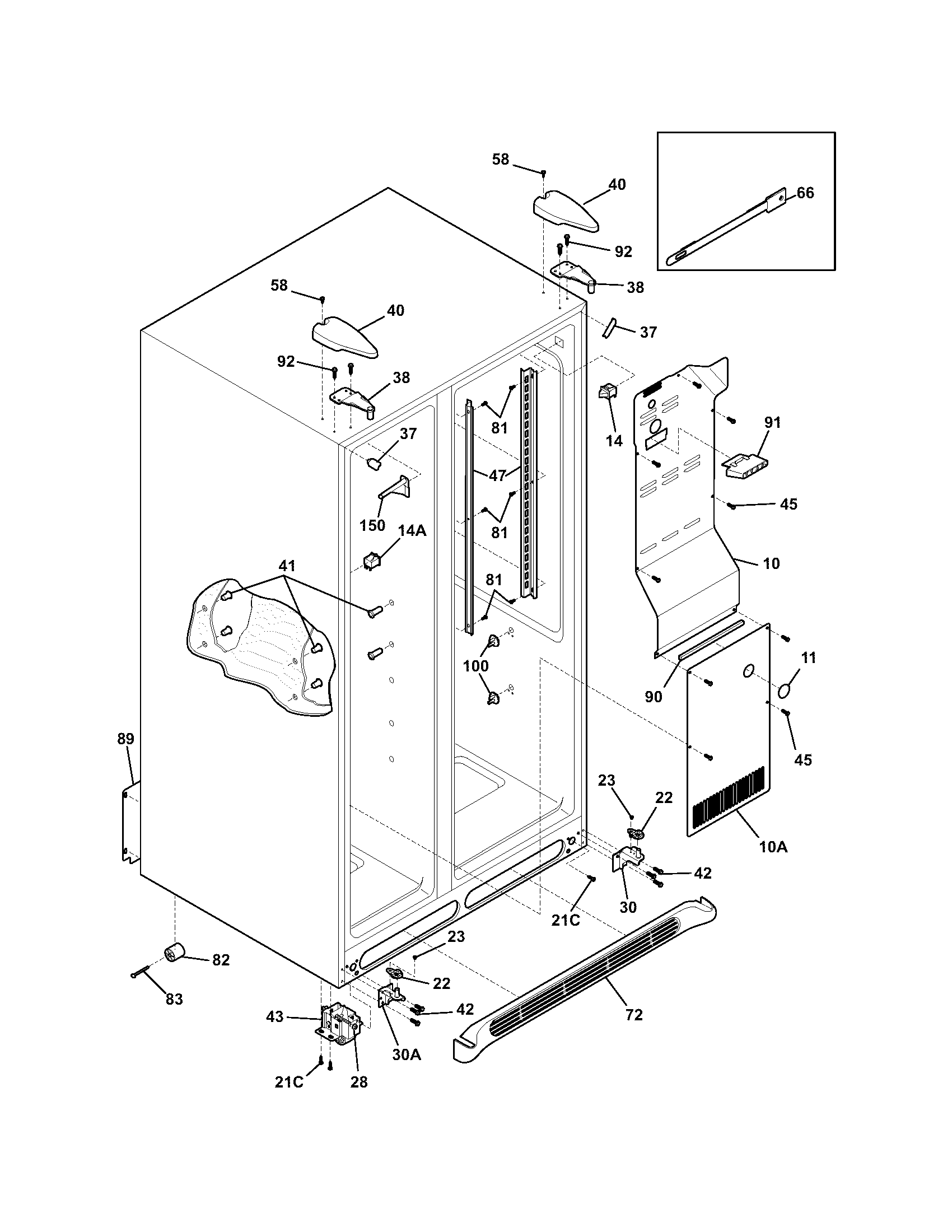 Frigidaire FRS26H7CW3 cabinet diagram