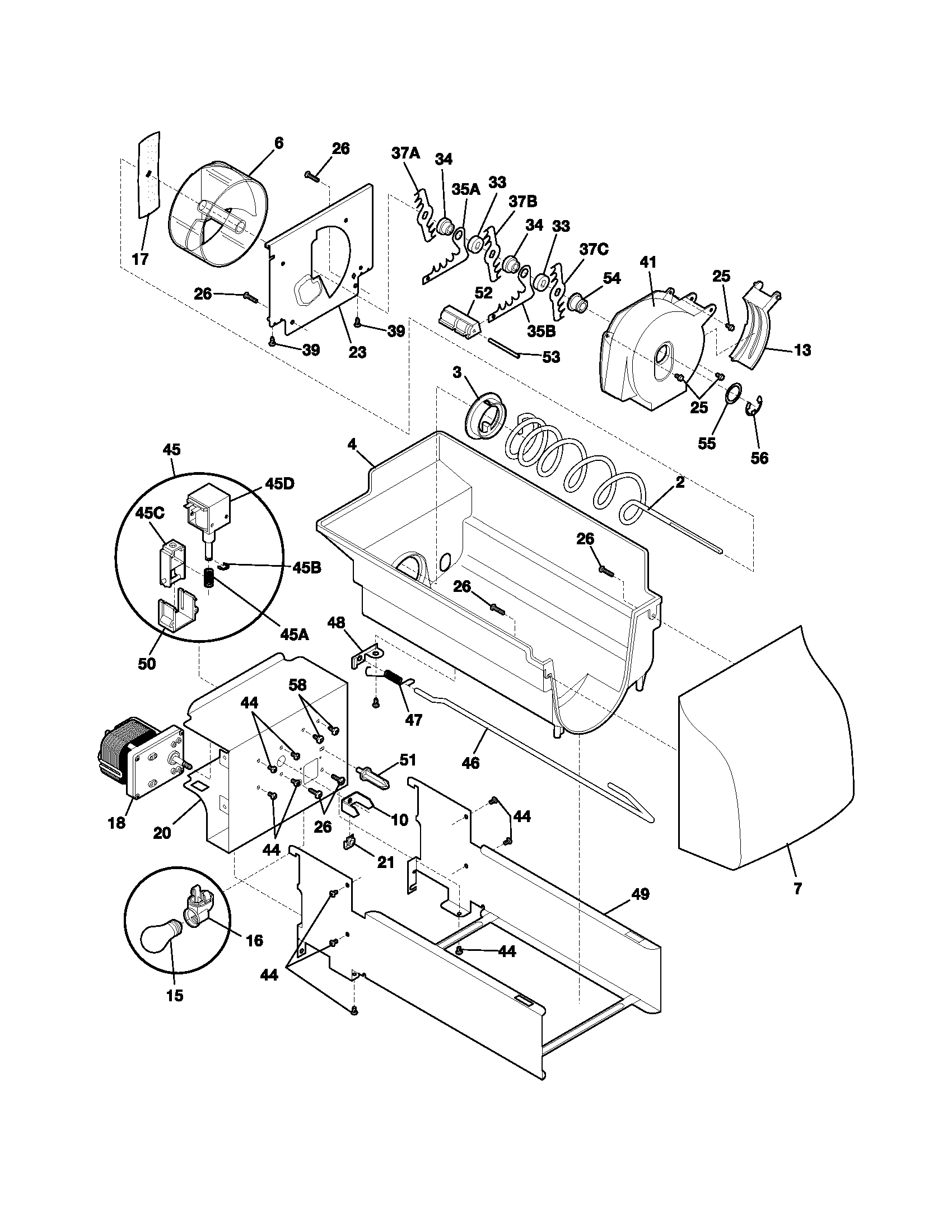 Frigidaire FRS26H7CW3 ice container diagram