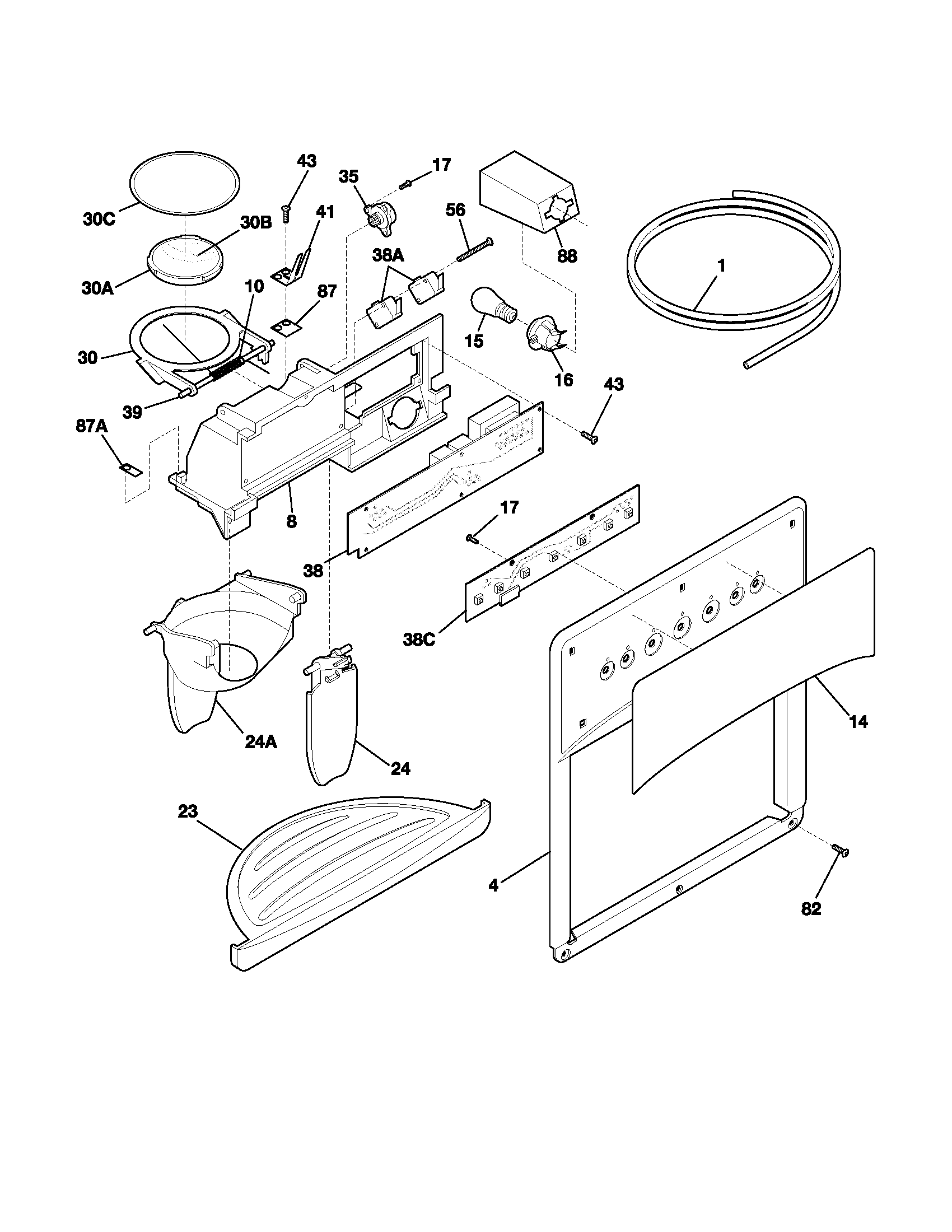 Kenmore 25354332301 ice & water dispenser diagram
