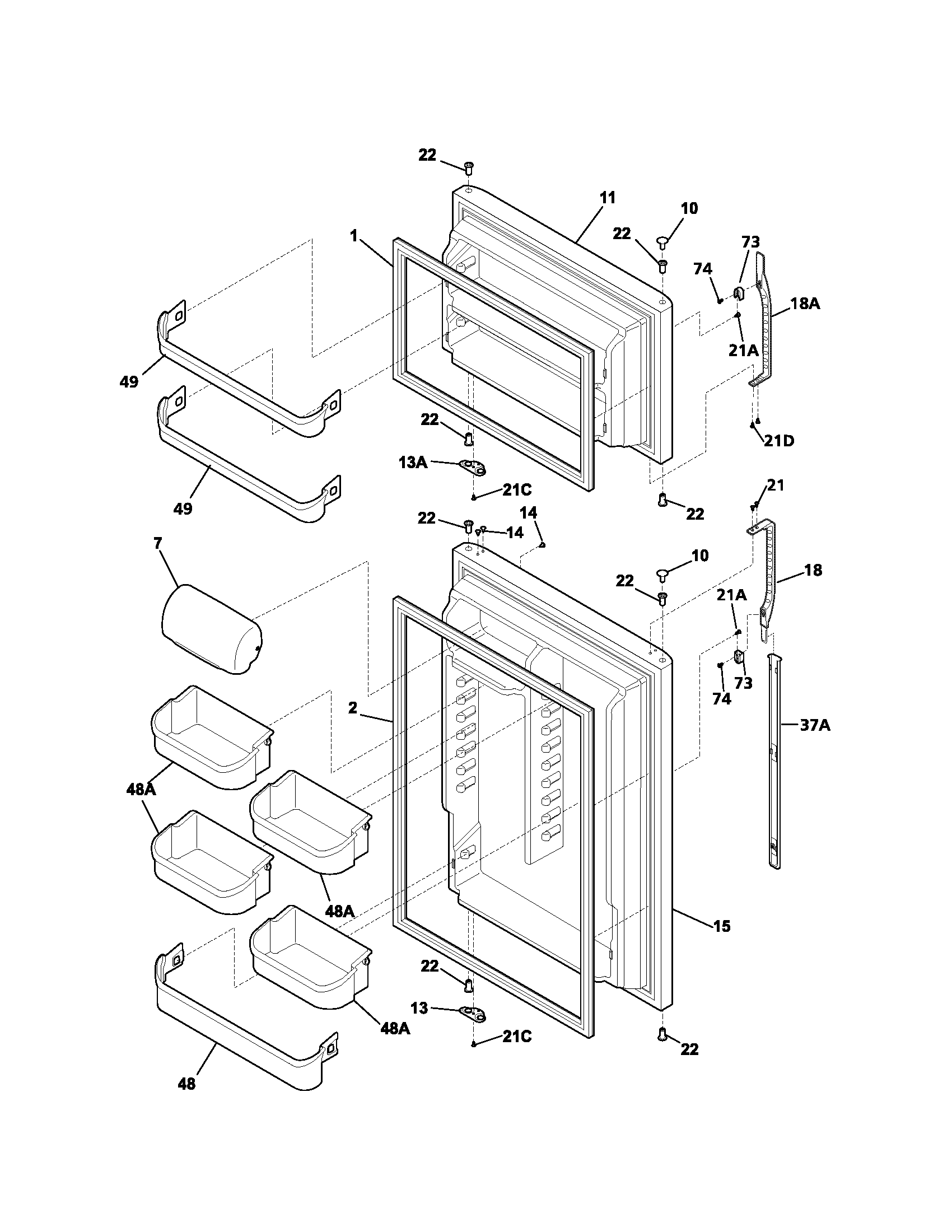 Kenmore 25363873304 door diagram
