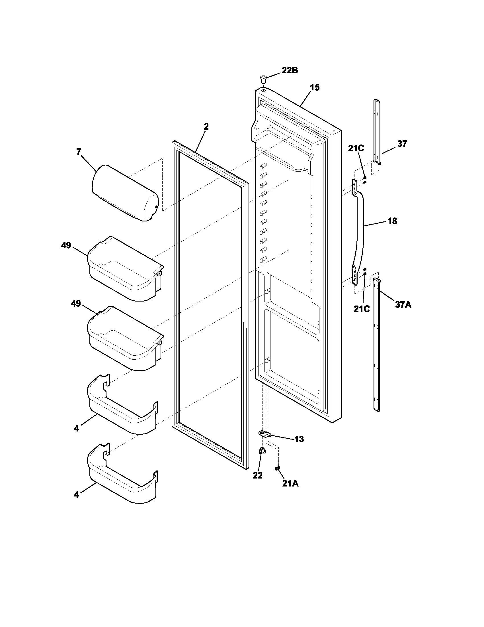 White-Westinghouse WRS23MF5AS9 refrigerator door diagram