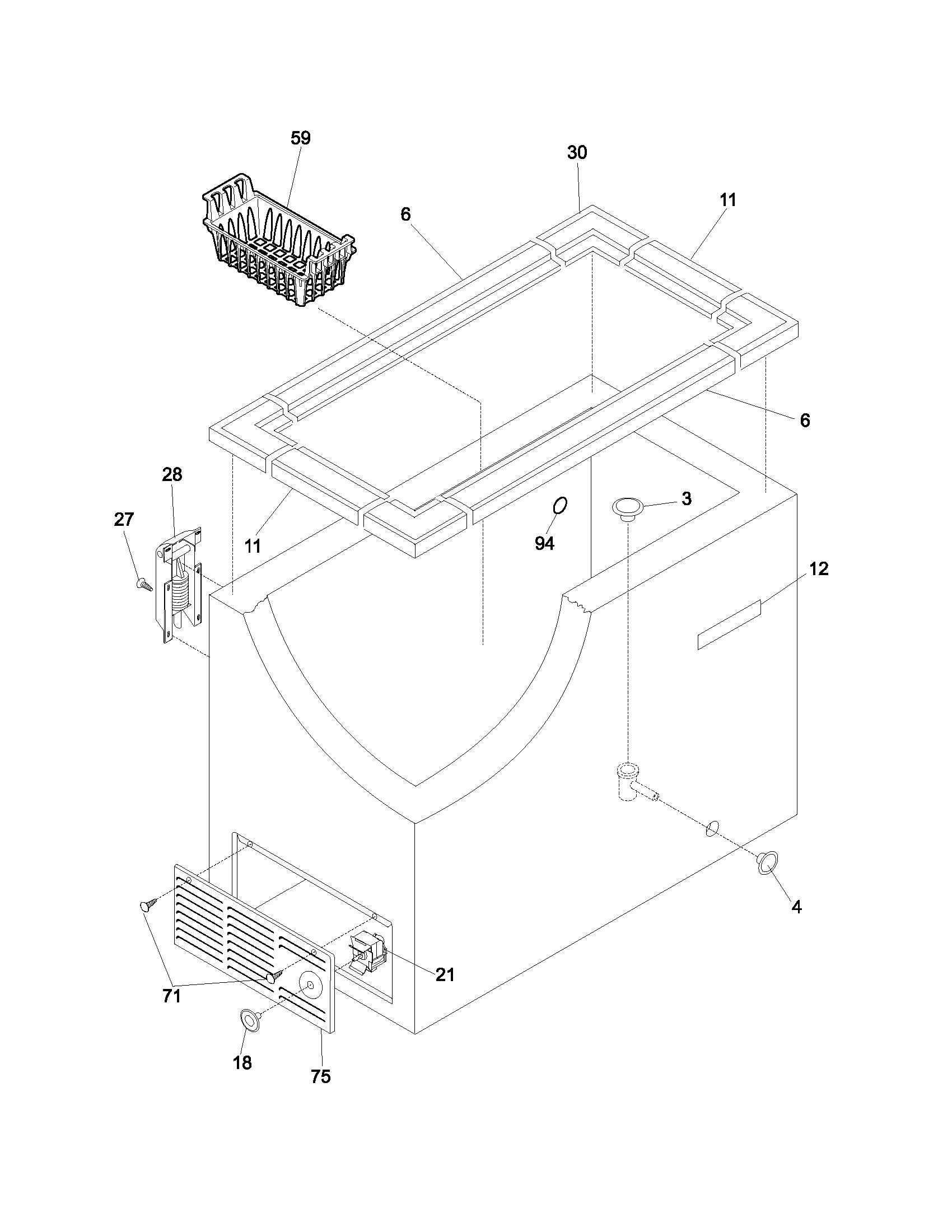 Frigidaire FFC07K1CW2 cabinet diagram