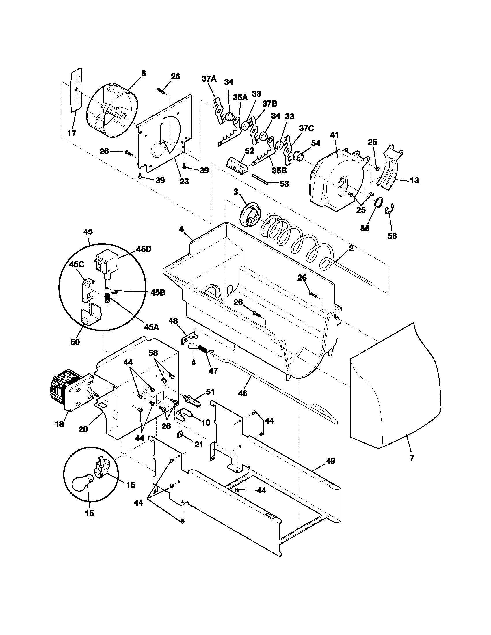 Frigidaire GS26HSZCC4 ice container diagram
