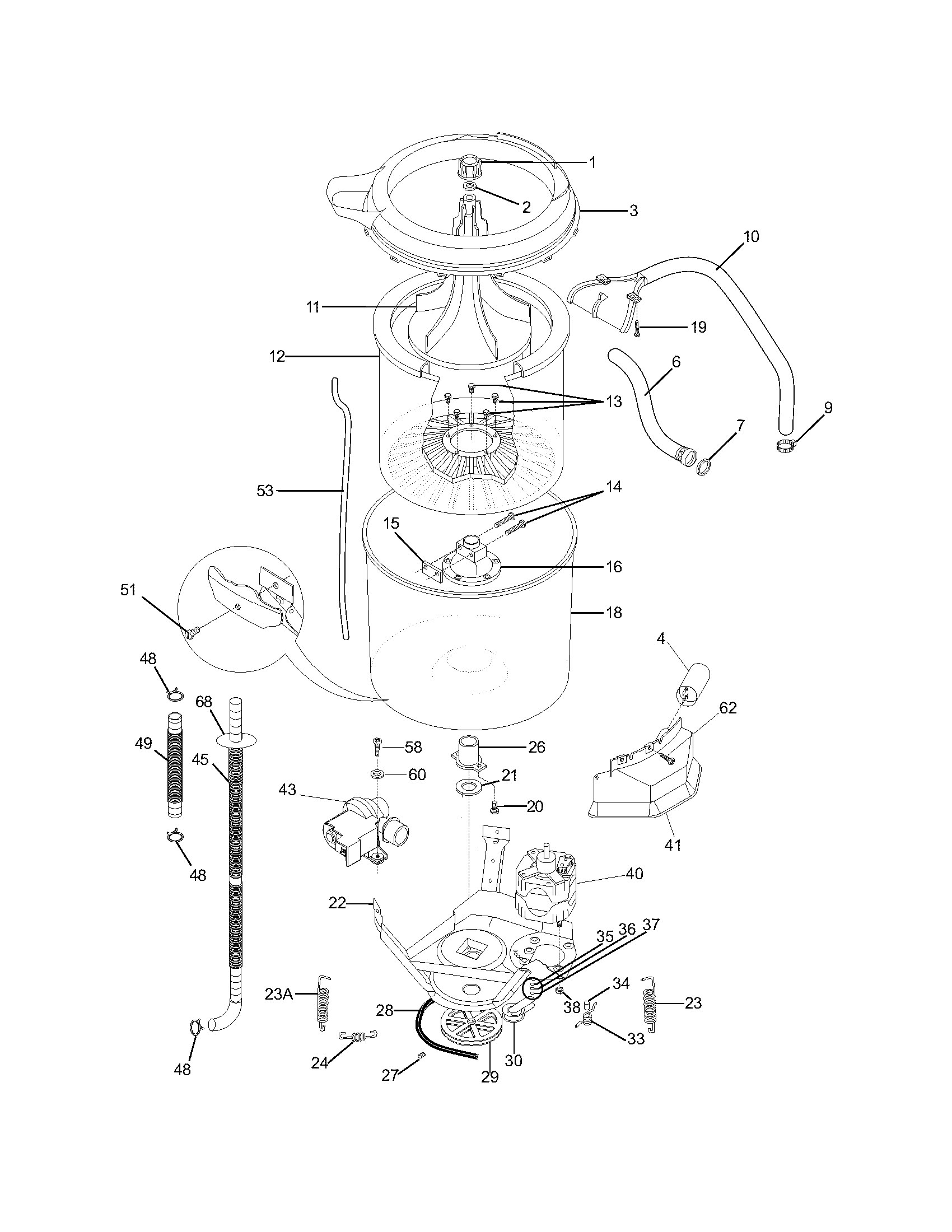 Gibson GWX833CS0 motor/tub diagram
