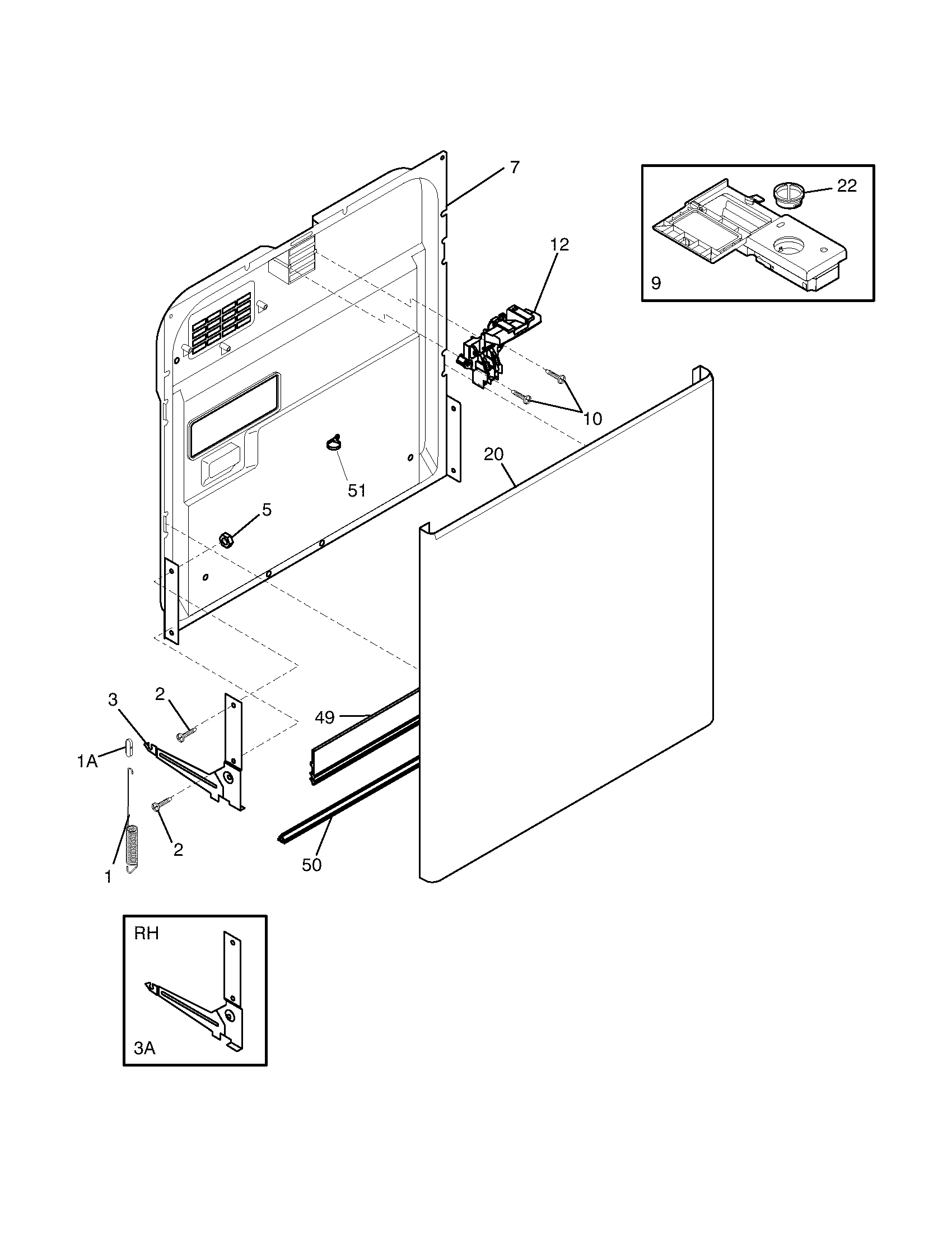 Frigidaire FDB2510LCC0 door diagram