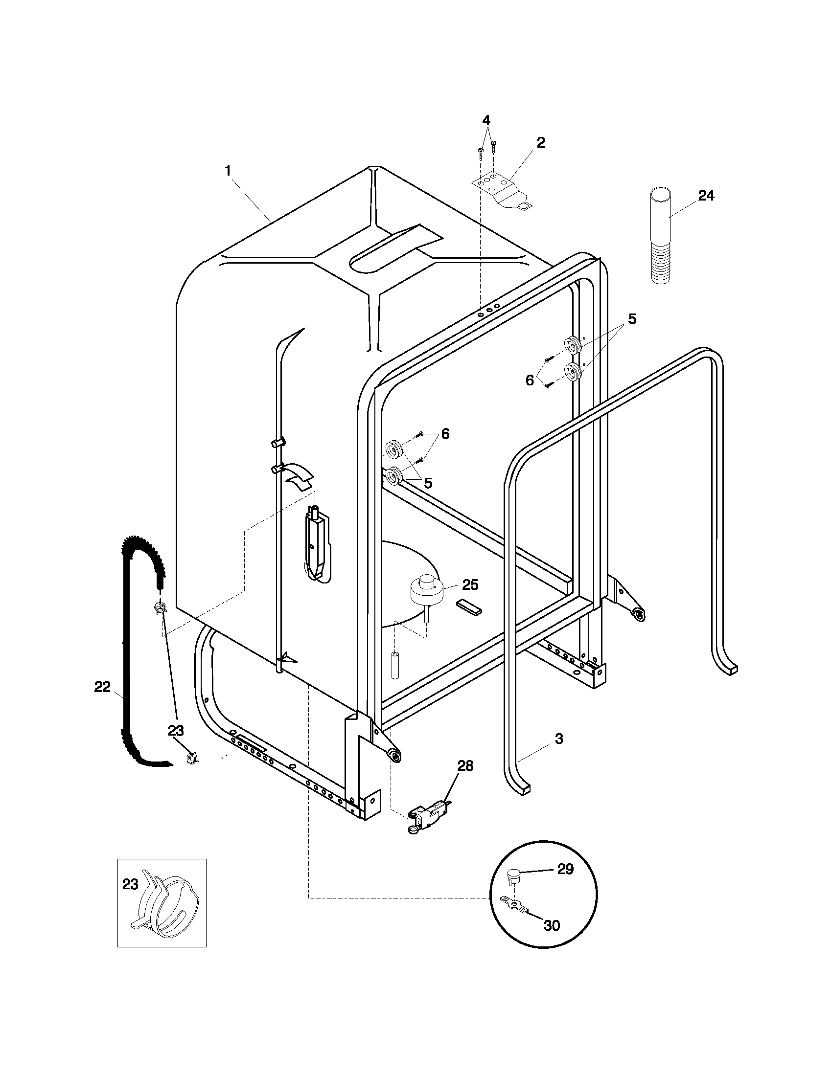 Frigidaire FDB2510LCC0 tub diagram