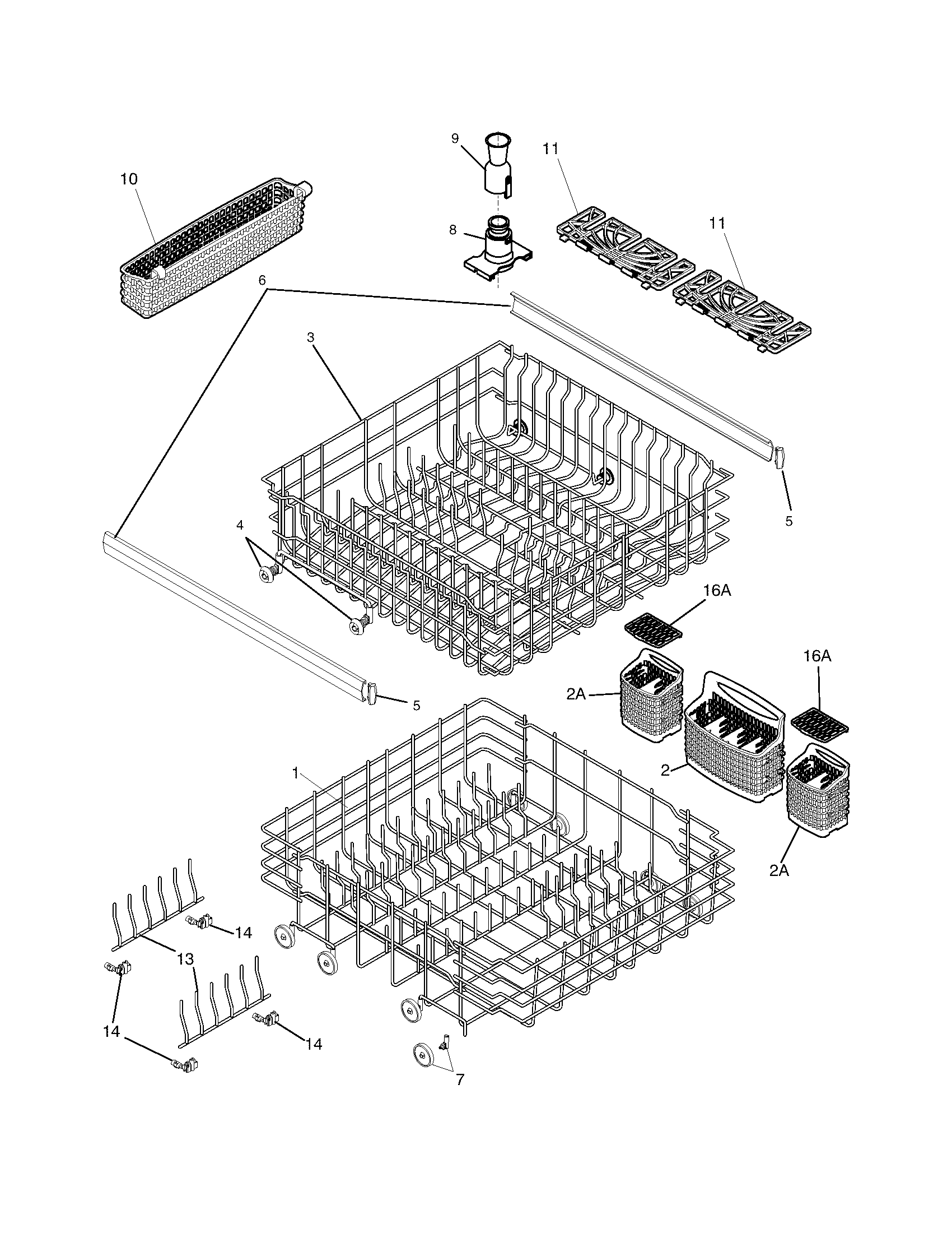 Frigidaire GLD2161SCQ0 racks diagram