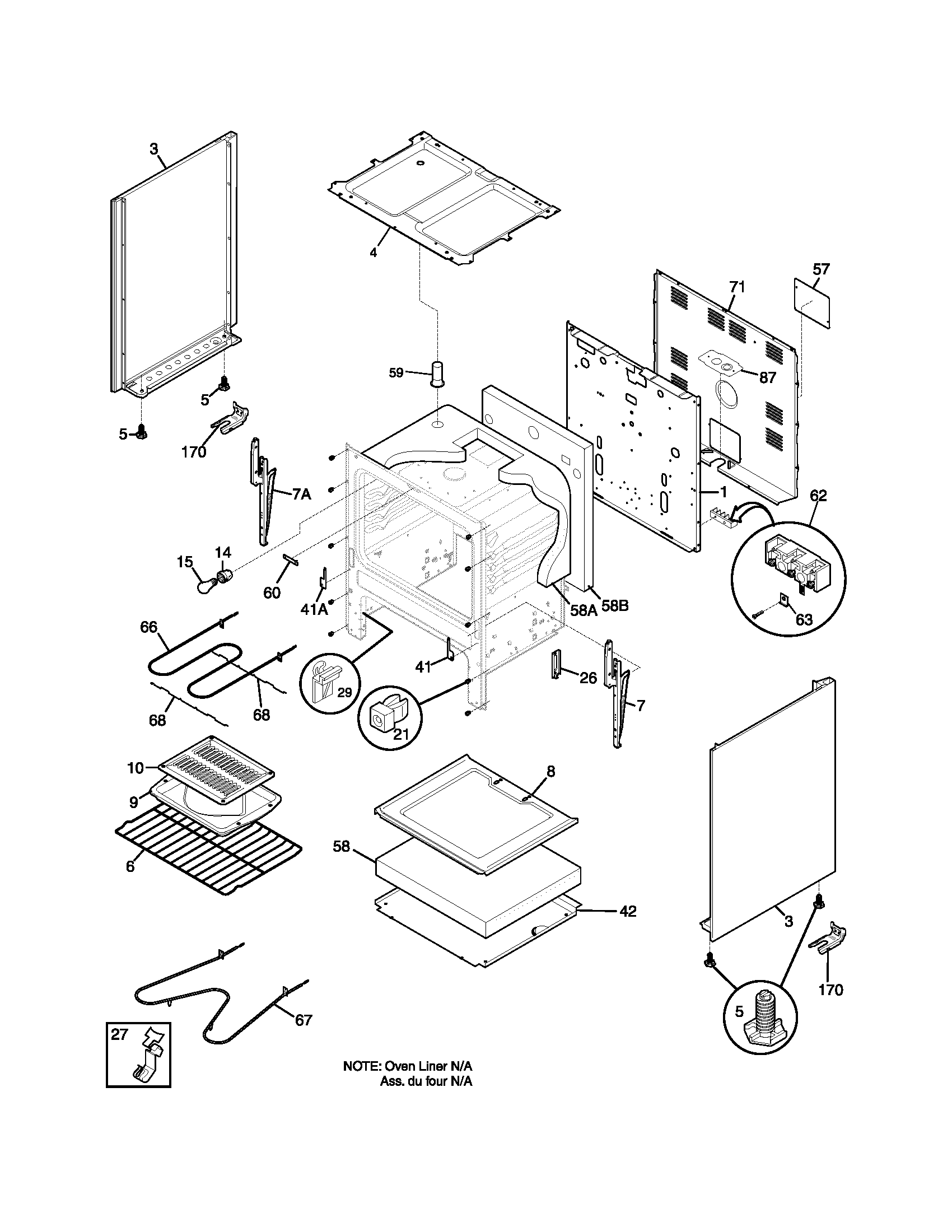 Frigidaire FEF316BSC body diagram