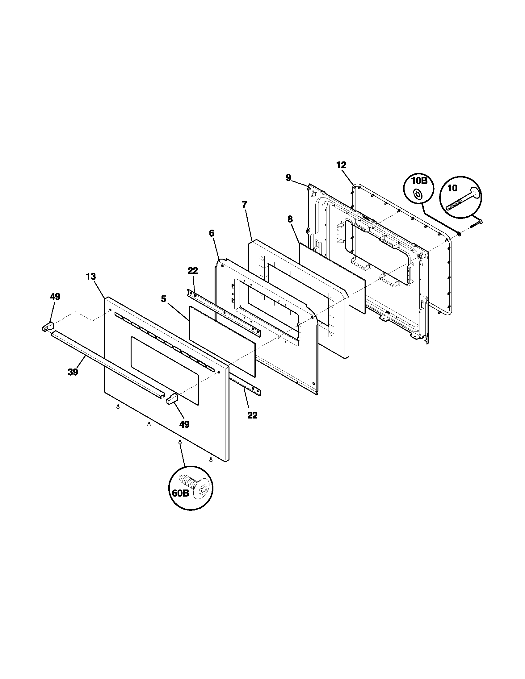 Frigidaire FEF316BSC door diagram