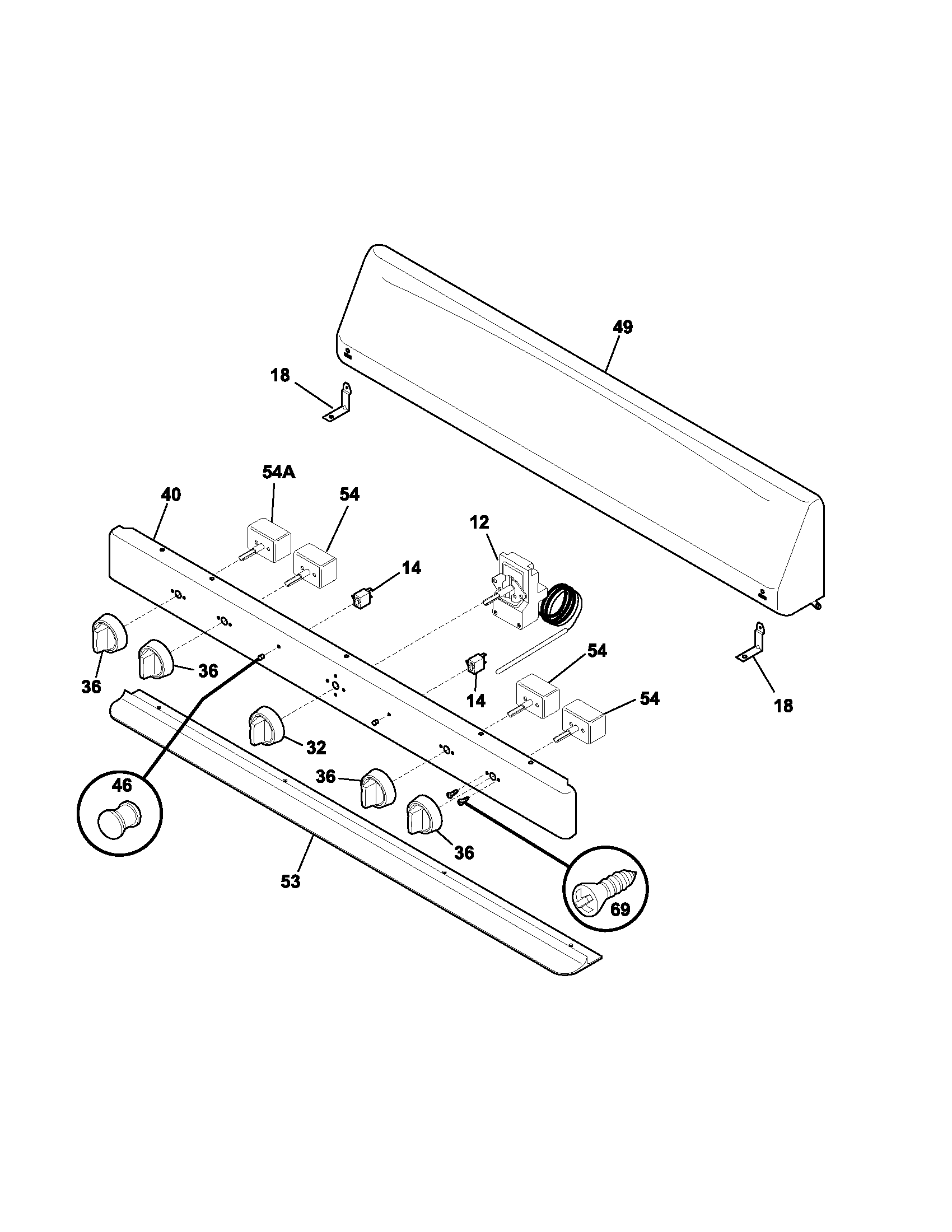 Tappan TEF303BWC backguard diagram