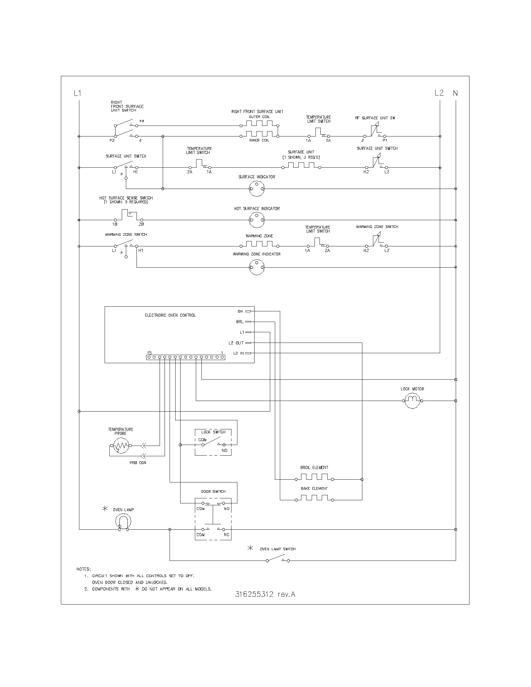 Frigidaire FEFB68CQC wiring schematic diagram