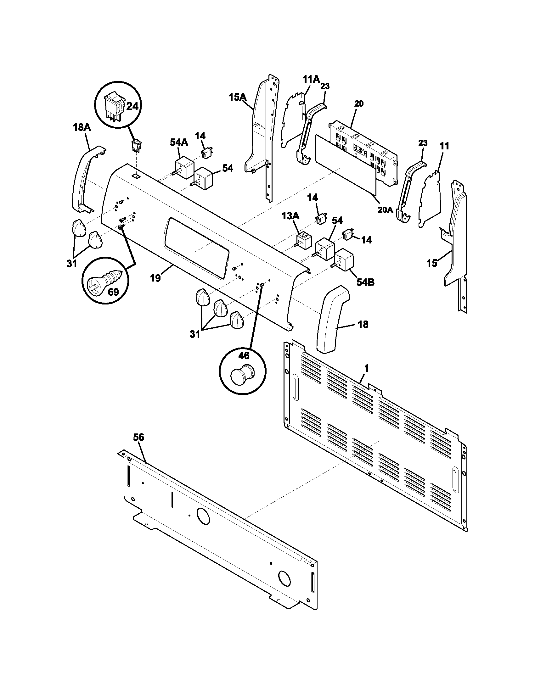 Frigidaire FEFL74ASG backguard diagram