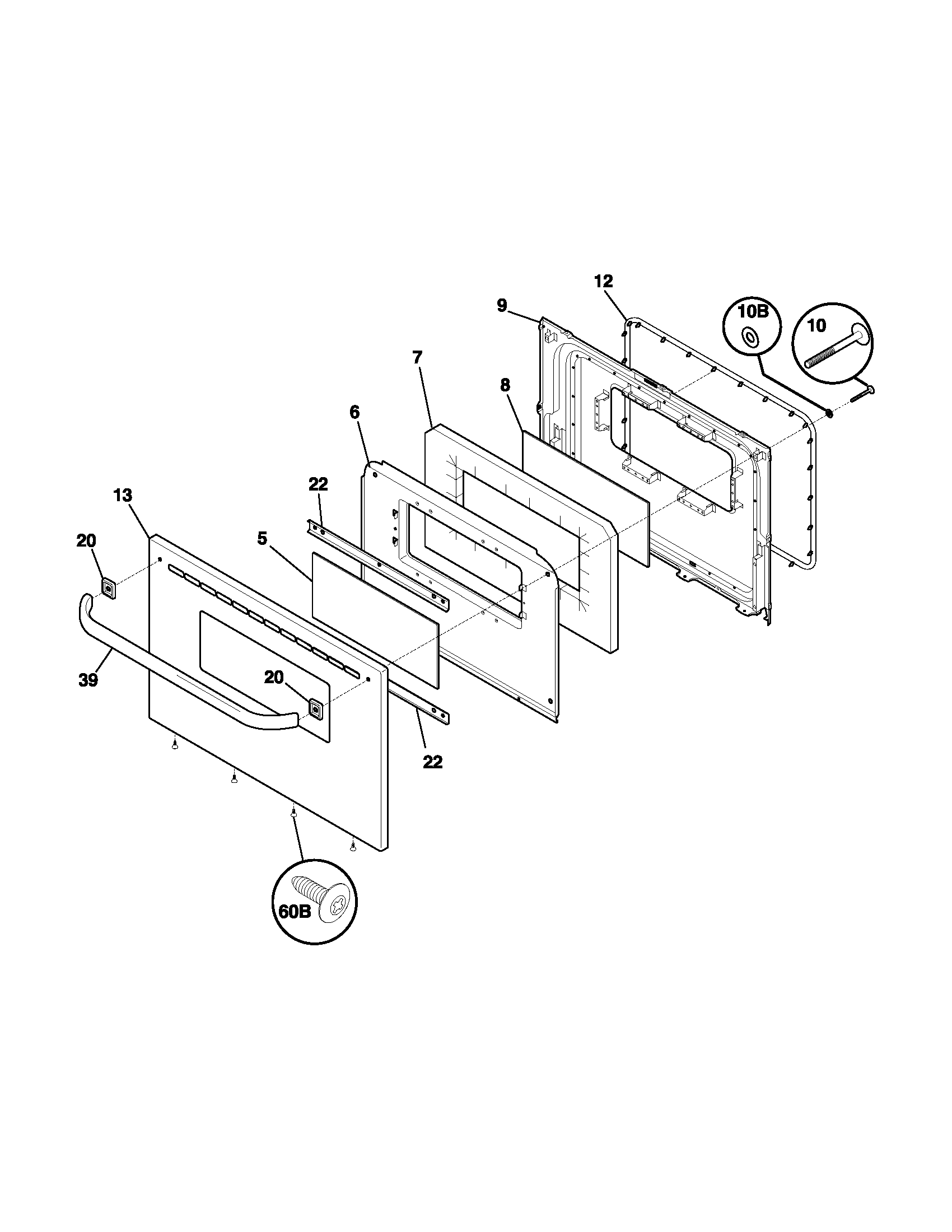 Frigidaire FEF336ASJ door diagram