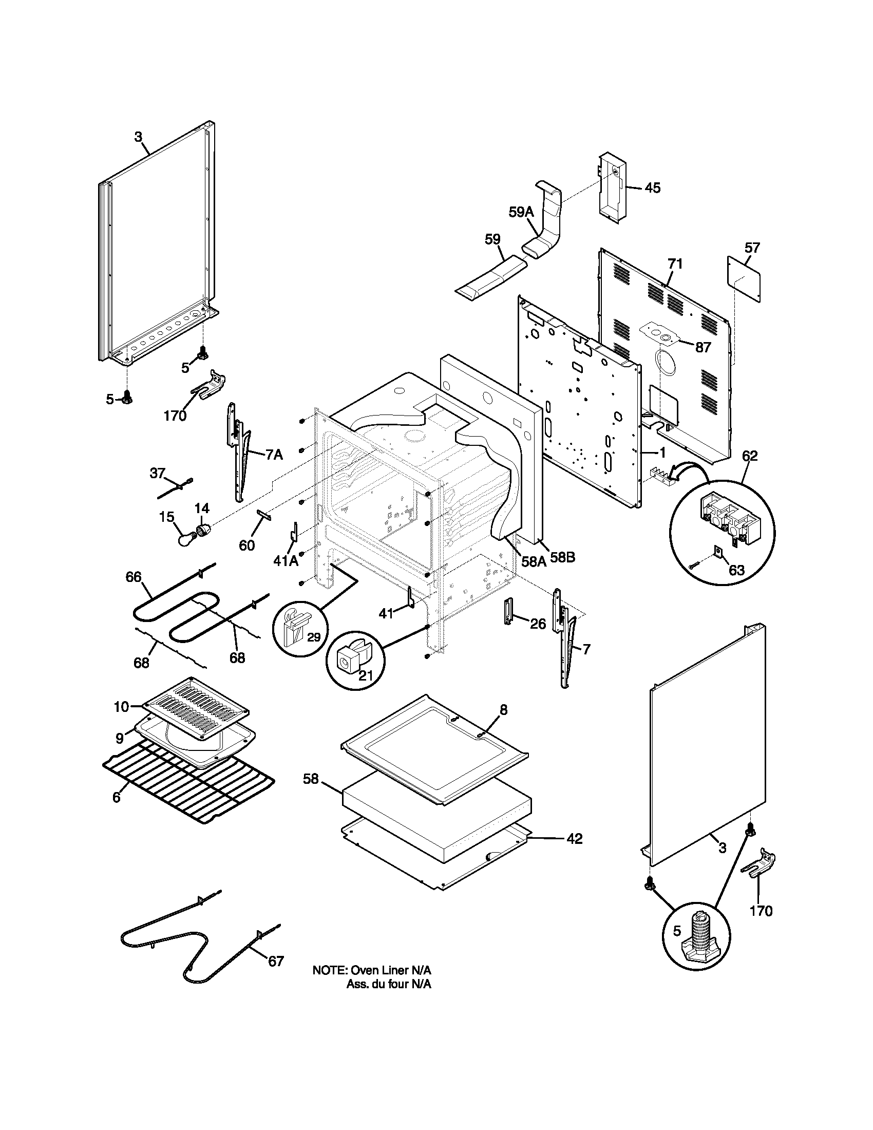 Frigidaire FEF336BCG body diagram